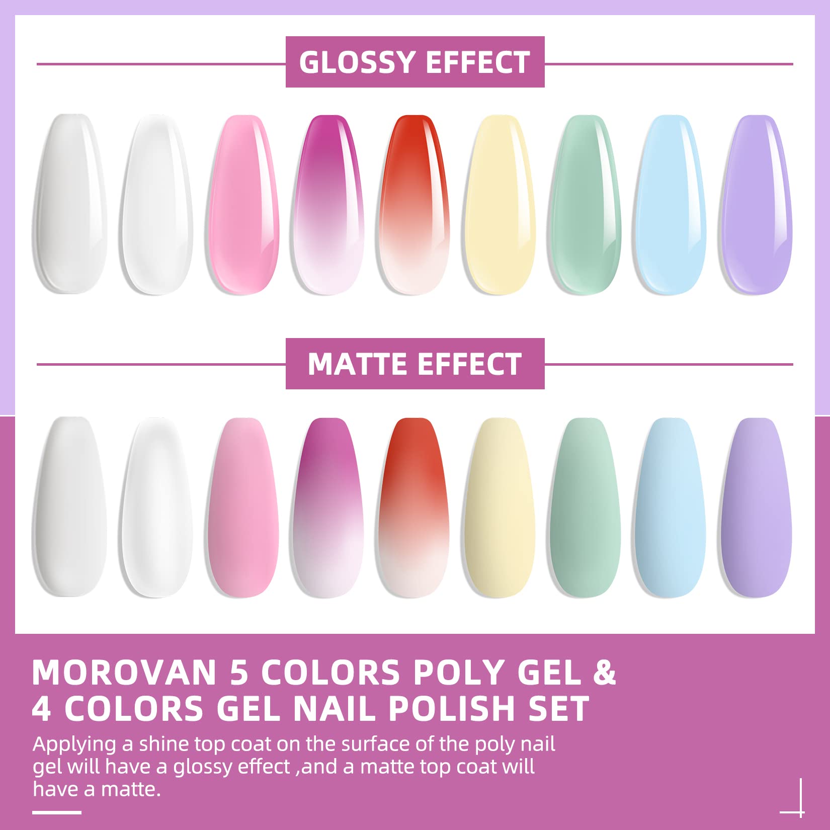 Morovan Poly Gel Nail Kit with Drill & 48W UV/LED Lamp - Professional Nail Extension Starter Set for Beginners | DIY Nail Art Supplies with Luminous Builder Gel | Perfect for Home Manicure & Salon Use