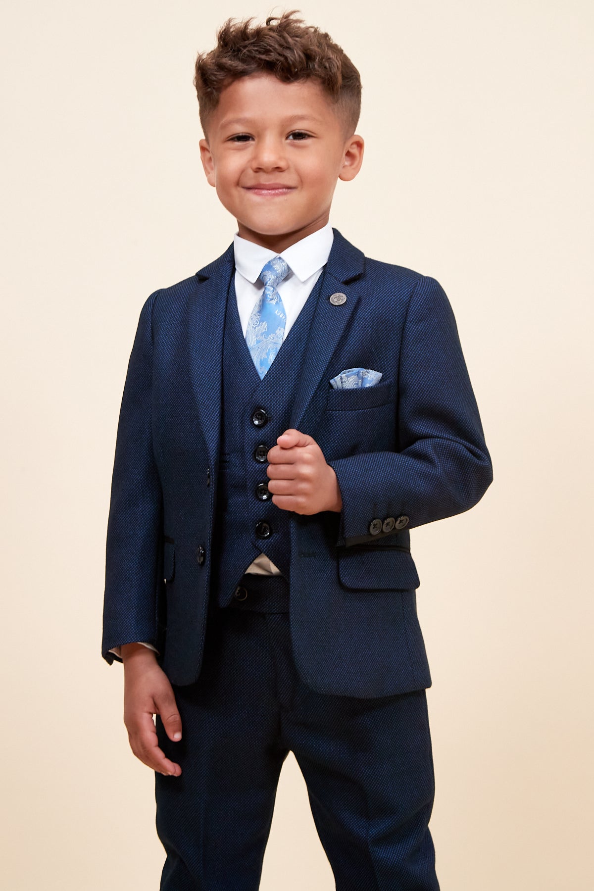 Callum Kids Blue 3-Piece Suit for Boys - Formal Wear for Weddings, Parties & Special Occasions