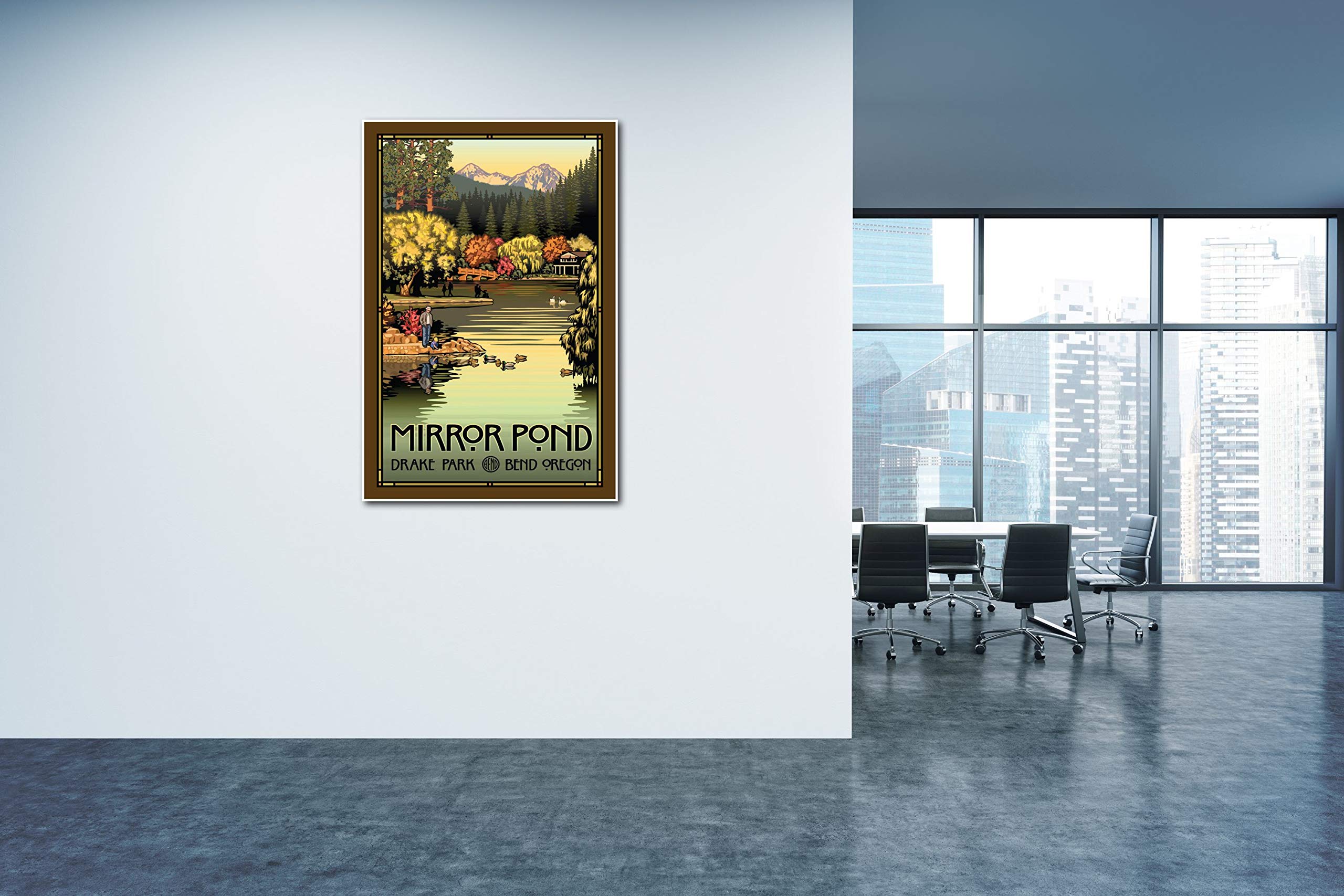 Paul Leighton Mirror Pond Autumn Giclee Art Print - 30x45 Inch Travel Landscape Wall Decor - Perfect for Living Room, Bedroom & Office