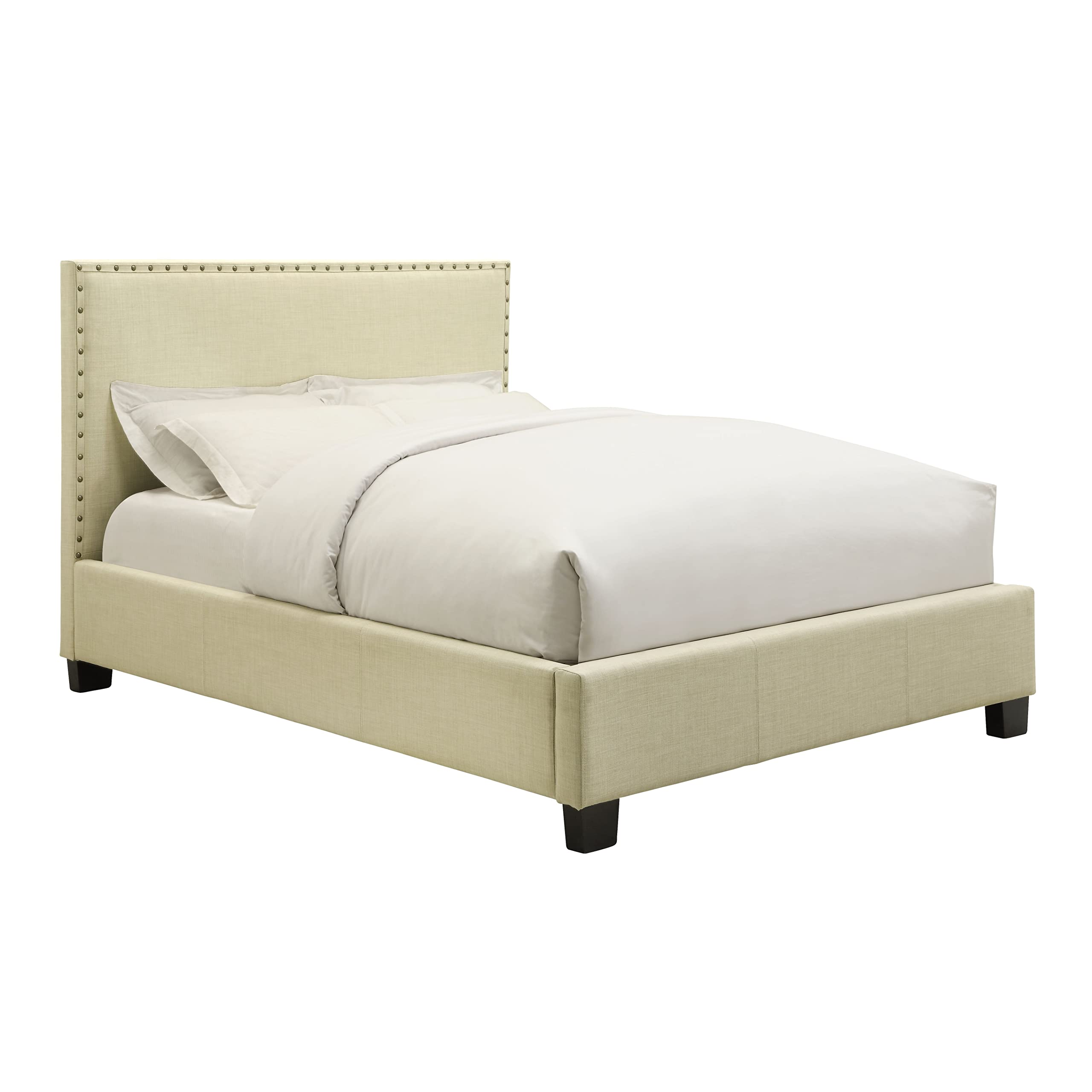 Modus Furniture Solid Wood Nailhead Platform King Bed Frame in Tumbleweed Finish | Rustic Bedroom Furniture for Master Suite & Guest Room