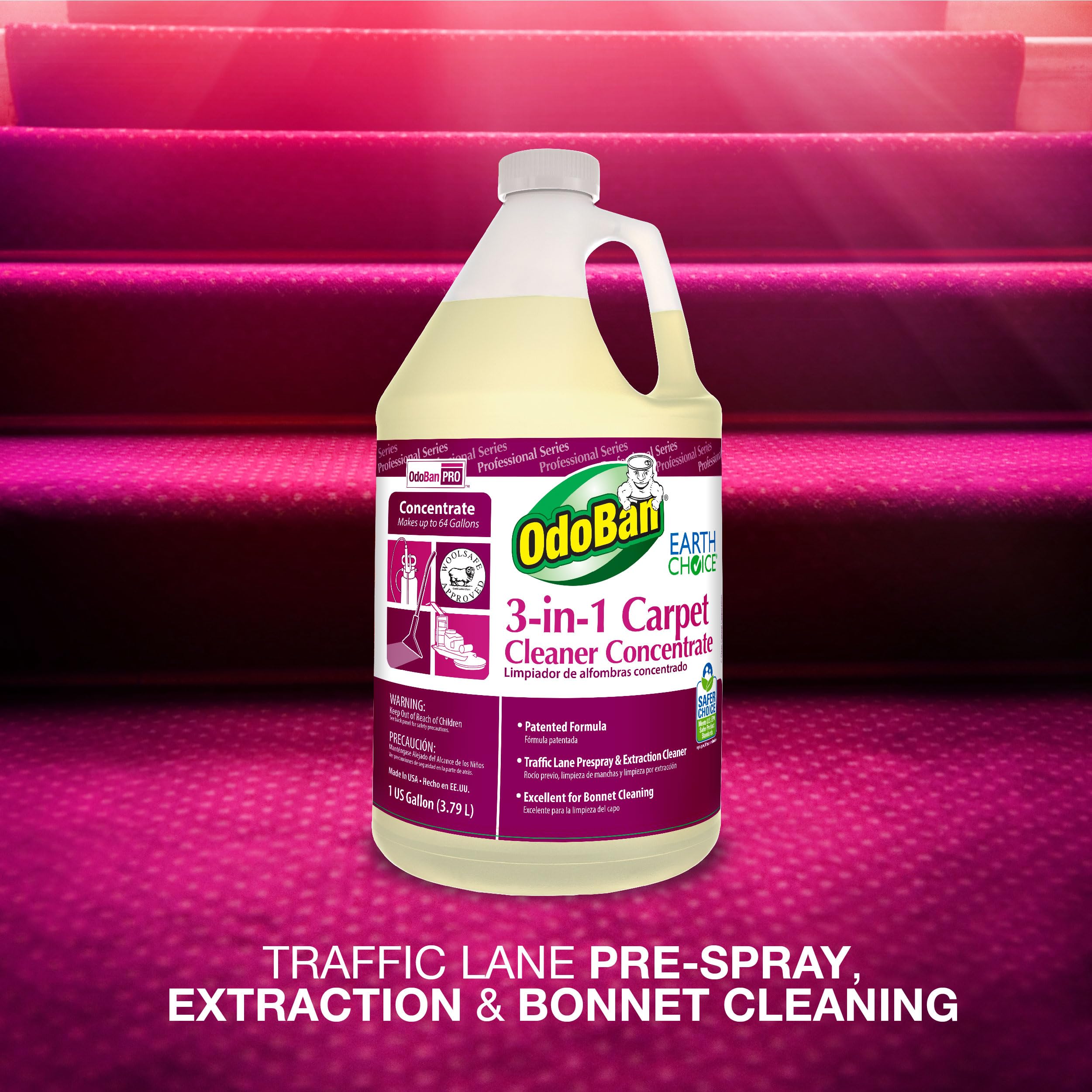 OdoBan Professional 3-in-1 Carpet Cleaner Concentrate - 1 Gallon | Eliminates Odors, Stains & Bacteria | Perfect for Home, Office & Pet Areas