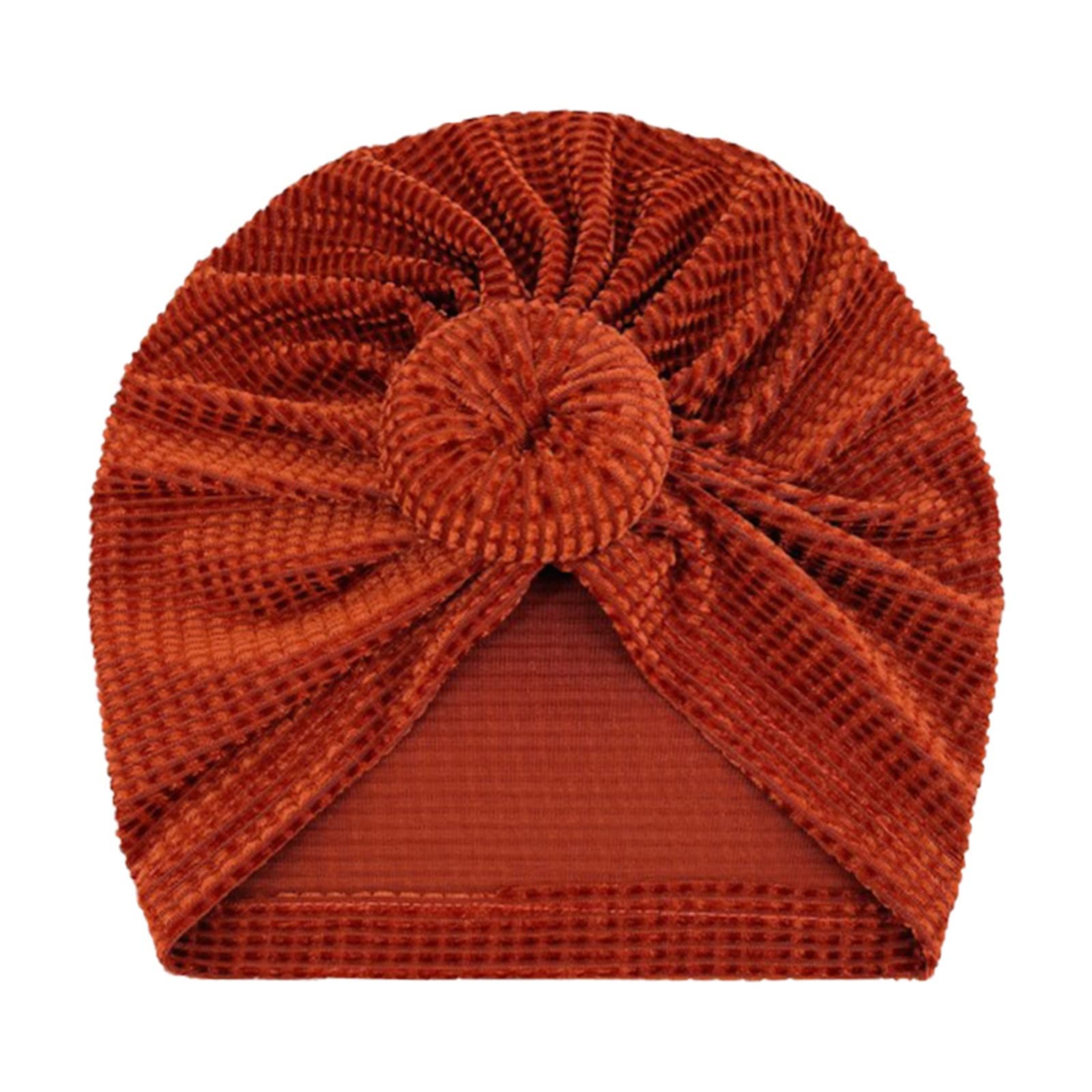 Soft Knotted Fleece Beanie Hat for Toddler Boys & Girls - Stretchy Elastic Turban Cap for Infants - Waffle Style Winter Warm Hat for Babies - Perfect for Outdoor Play, Winter Walks & Photoshoots