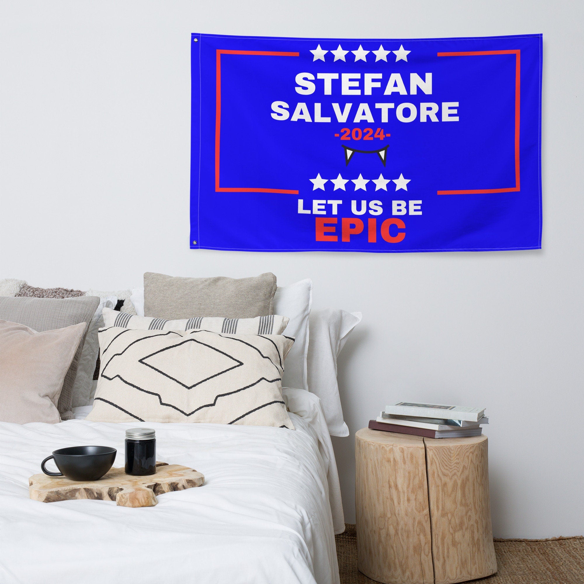 Stefan Salvatore Flag | The Vampire Diaries Merch | TVD Tapestry & Room Decor | Dorm Flag for Fans | Team Stefan Gift Idea | Perfect for TV Show Themed Parties & Fan Rooms