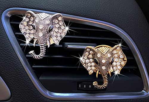 Car Air Freshener Clips for AC Vents - Creative Automotive Essential Oil Diffusers with Bling Elephant Design (2 Pack) - Perfect for Interior Aromatherapy, Car Decoration & Long Road Trips