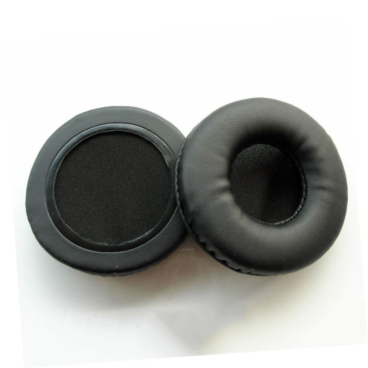 CAXUSD 2 Pack Round Leather Earphone Covers - Noise Reduction Headphone Pads, Comfortable Fit for Headphones (Black) | Perfect for Travel, Work & Home Use