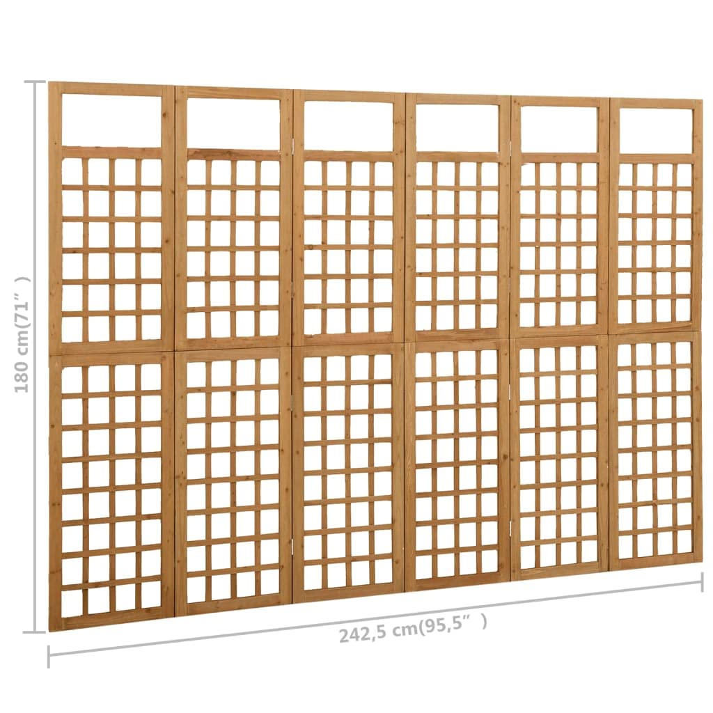 6-Panel Room Divider Screen - Freestanding Wooden Partition for Office & Home - 95.5