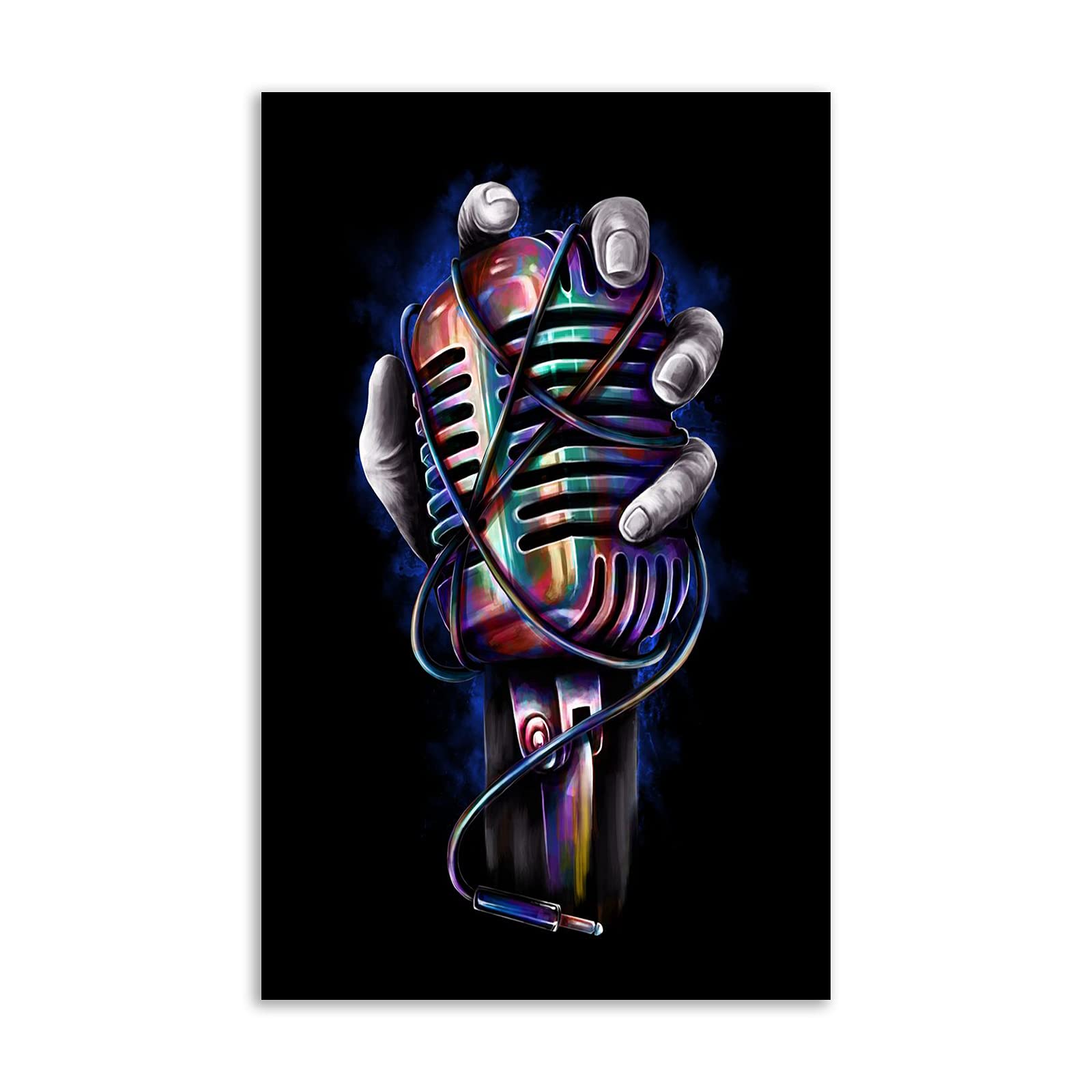 XDTIOPIMY Colorful Music & Microphone Wall Art Posters - 12x18 Inch Unframed Canvas Painting for Living Room, Bedroom, College Dorm Decor - Perfect Gift for Music Lovers & Home Decoration