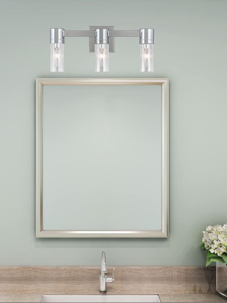 Livex Lighting 50683-91 Midtown 3-Light Bathroom Vanity Light Fixture in Brushed Nickel - Perfect for Modern Bathrooms, Powder Rooms & Spa-Like Retreats