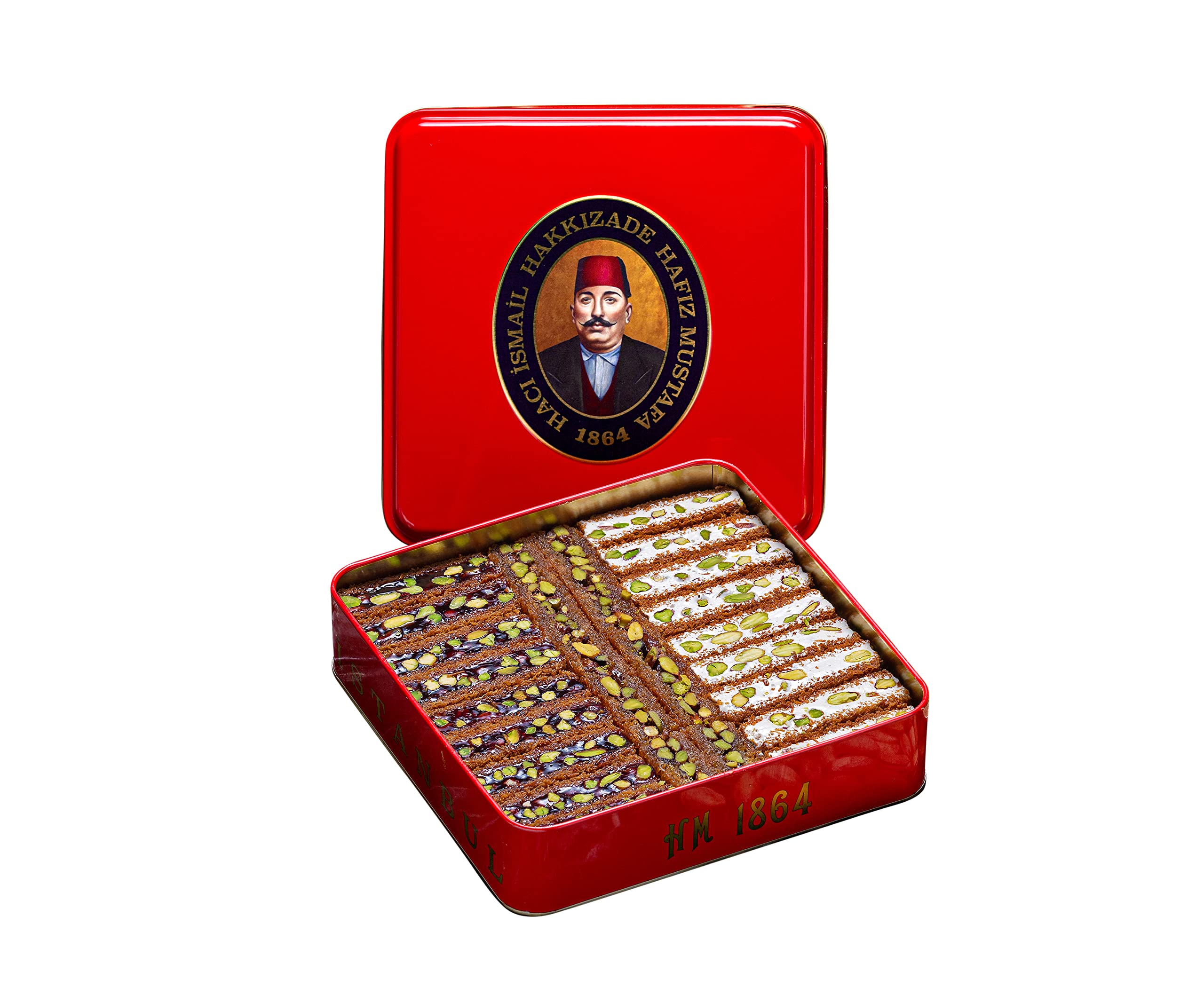 Hafiz Mustafa 1864 Istanbul Turkish Delight Gift Box - Assorted Flavors (Pistachio, Pomegranate, Milk) with Ottoman Kadaifi - Premium Turkish Dessert Snacks for Birthday, Christmas Gifts | Perfect for Holiday Treats, Party Favors & Gourmet Gift Baskets