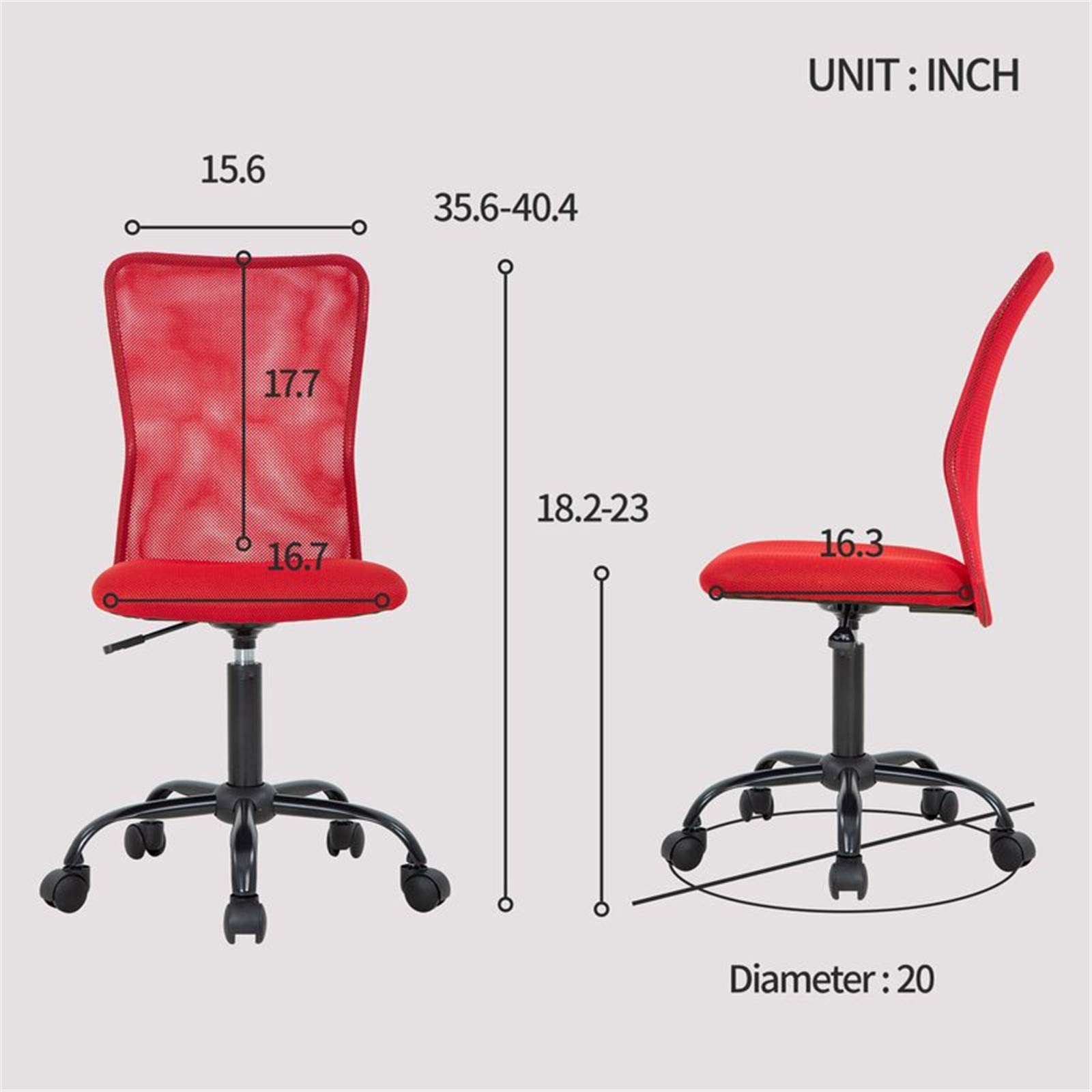 Ergonomic Mesh Office Chair - Adjustable Mid Back, Armless, Rolling for Home & Office Use