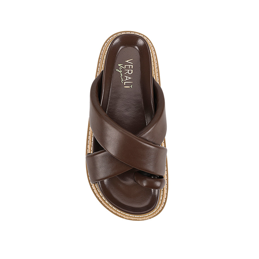 Thelma Women's Flatform Slide Sandals - Comfortable Chocolate Brown Casual Shoes for Summer, Beach, and Poolside Wear