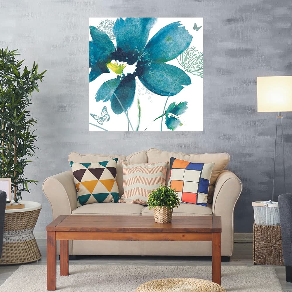 Blue Dawn Fine Art Canvas Wall Decor by Ruth Yardley - 22x22 Inch Ready-to-Hang Painting for Living Room, Bedroom, Office & More - Modern Abstract Artwork for Home & Commercial Spaces