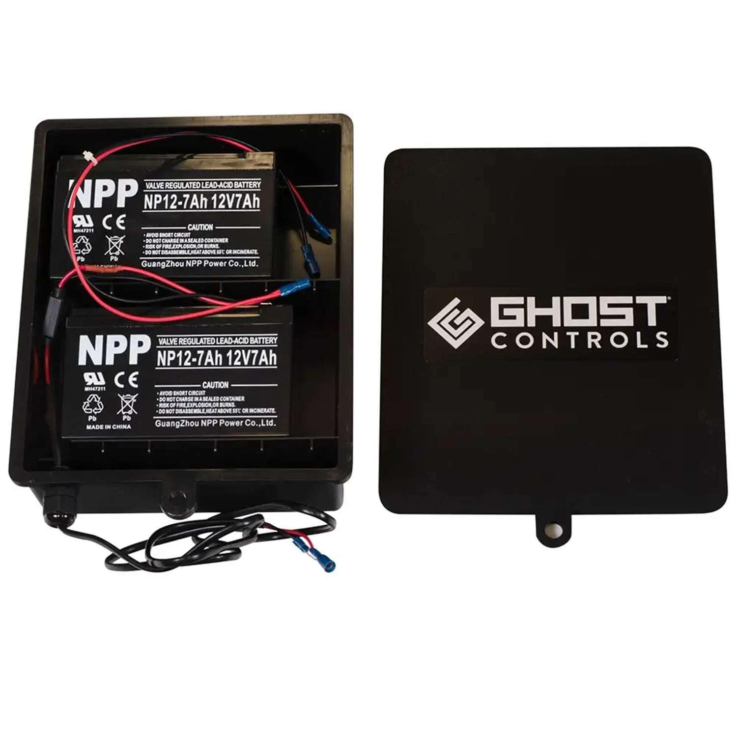 Ghost Controls ABBT2 Battery Box Kit - 2 Batteries Included for Reliable Power Supply | Perfect for Automatic Gate Openers and Solar Panel Systems