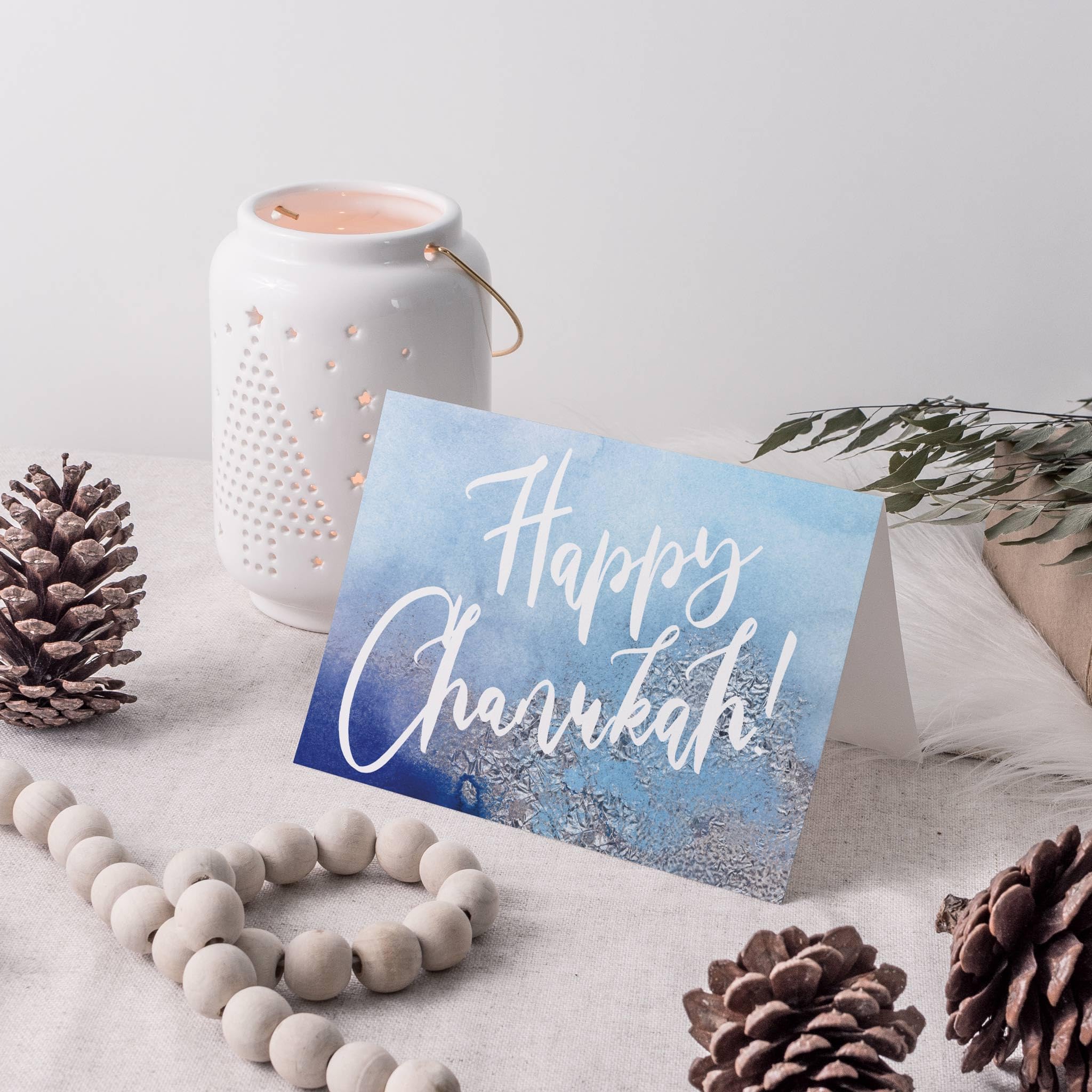 Happy Hanukkah Cards - 24 Pack Modern Blue Hanukkah Greeting Cards with Envelopes, Blank Inside for Personal Messages, Unique Jewish Holiday Stationery for Hanukkah, Chanukah, Festival of Lights - Perfect for Family Gatherings, Office Parties & Holiday Gift Exchanges