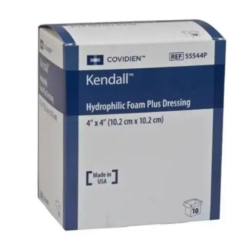 Cardinal Health Kendall Foam Dressing with Topsheet 4x4 Inch - Sterile Wound Care Bandage for Post-Surgery, Burns & Ulcers - 10 Pack