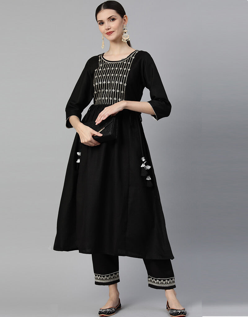 Black Ruby Cotton Sharara Suit for Women - Elegant Indian Pakistani Traditional Outfit - Perfect for Weddings, Festivals & Special Occasions
