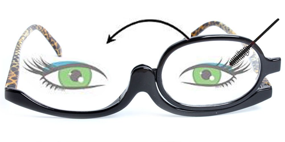 SOOLALA Women's Fashion Flip-Up Reading Glasses with Spring Hinges - Lightweight Blue Light Blocking for Makeup, Reading & Computer Work