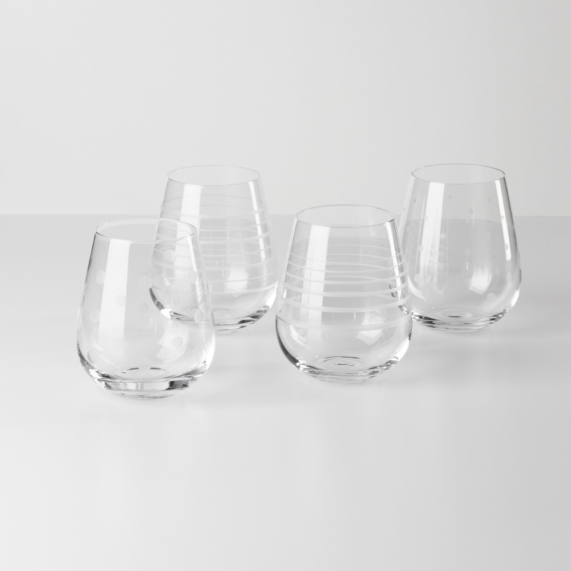 Premium Mingle Stemless Wine Glasses Set of 4 - Shatterproof BPA-Free Crystal Clear Glasses for Red & White Wine, Cocktails, Juice - Perfect for Parties, Weddings, Home Bar & Gifts