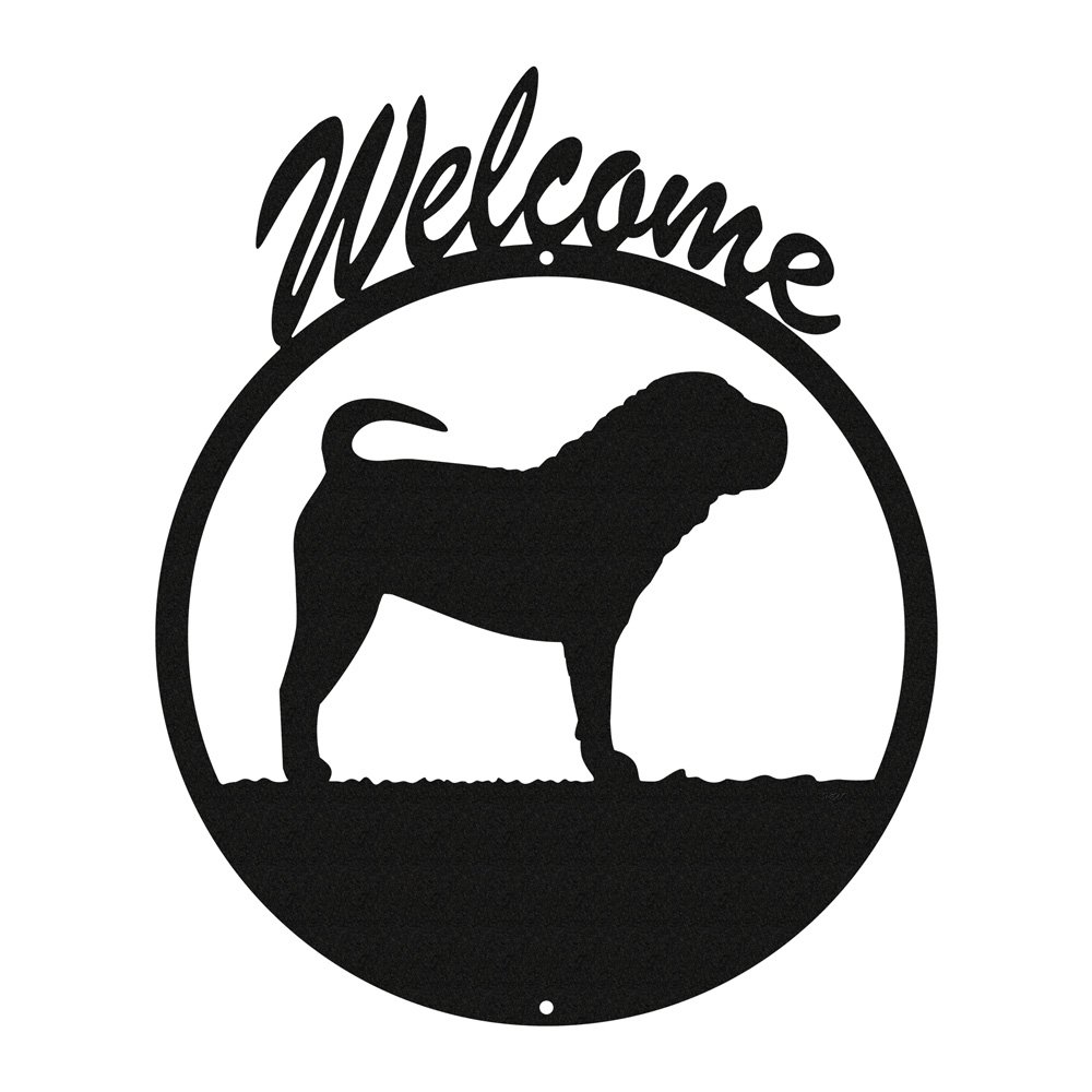 SWEN Products Shar Pei Dog Metal Welcome Sign - Rustic Home Decor for Pet Lovers, Durable Outdoor & Indoor Welcome Plaque - Perfect for Front Door, Garden, or Housewarming Gift