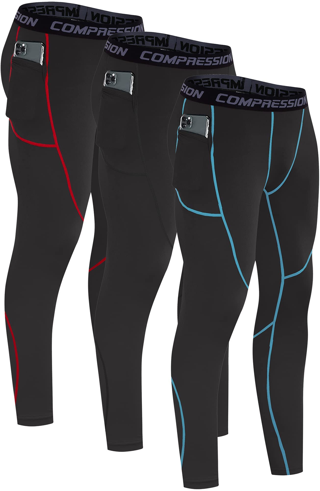 Milin Naco Men's Compression Pants - Breathable Sports Leggings for Running, Skiing & Workout - Performance Base Layer for Athletes & Gym Enthusiasts