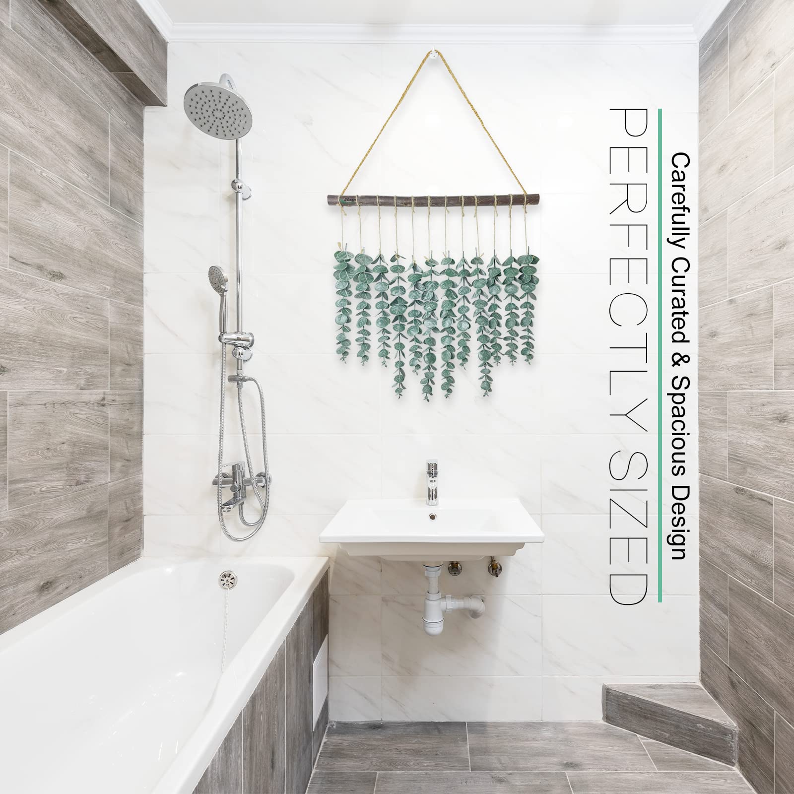 Artificial Eucalyptus Wall Hanging - Boho Home Decor for Bathroom & Living Room