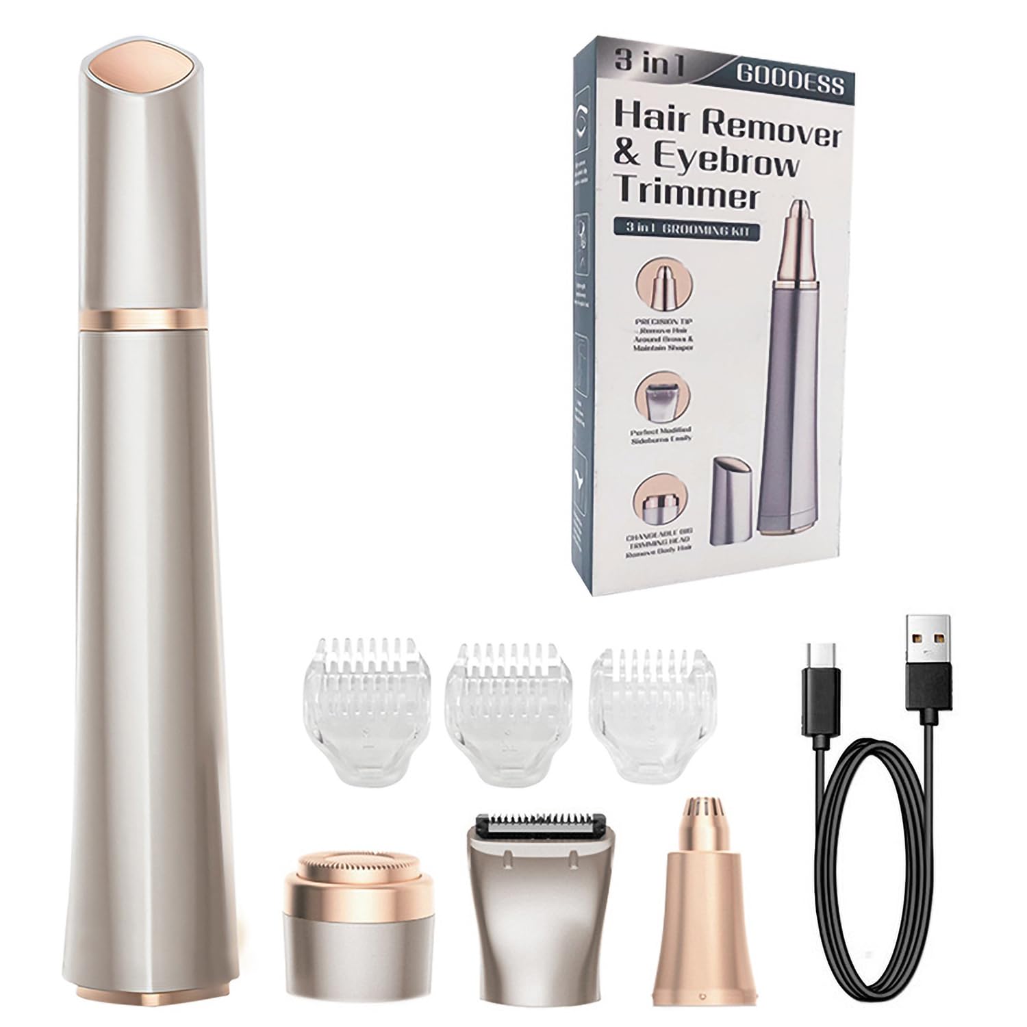 Women's Electric Shaver - 3-in-1 Painless Hair Remover for Face & Body | Rechargeable Lady Shaver for Smooth Skin | Perfect for Travel, Gym & Quick Hair Removal at Home