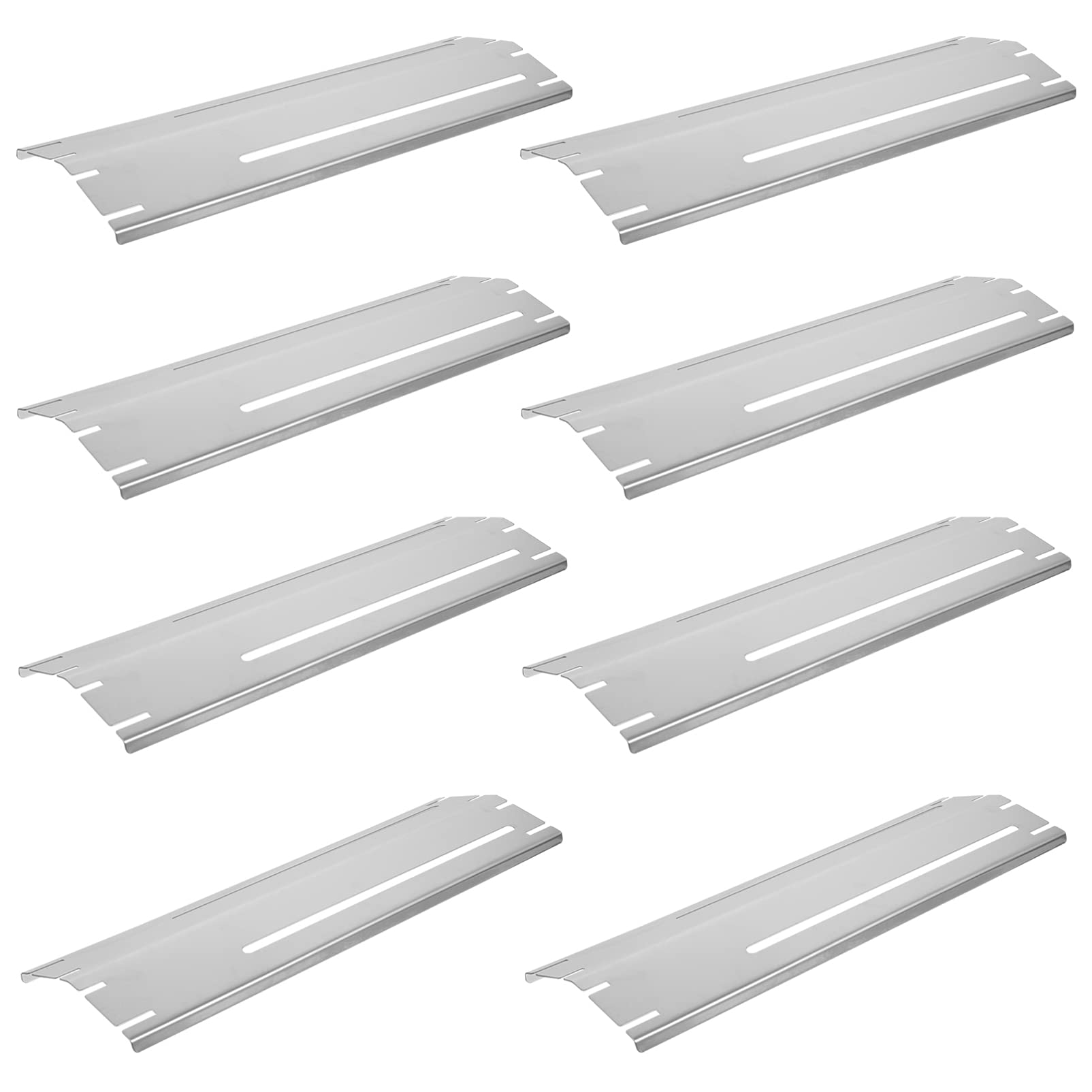 8-Piece Stainless Steel BBQ Grill Heat Plate Set - Durable Flame Tamer & Burner Covers for Gas Grills, Universal Replacement Parts for Stove Insulation & Even Heat Distribution - Perfect for Backyard BBQs, Camping & Outdoor Cooking