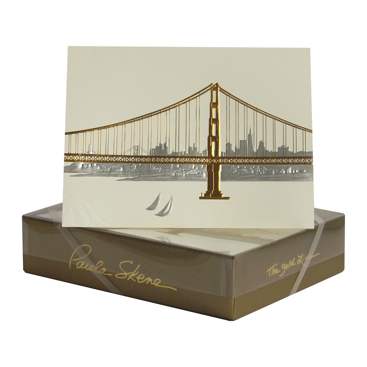 San Francisco Skyline Note Cards - Set of 8 Blank Ecru Greeting Cards with Golden Gate Bridge | Perfect for Thank You Notes, Birthday Wishes & Business Correspondence