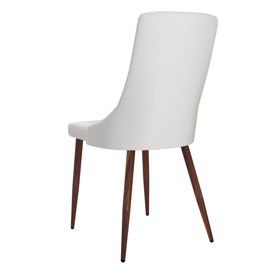 Cora Faux Leather Dining Chairs Set of 2 - White & Walnut Modern Kitchen Chairs for Dining Room, Breakfast Nook, and Home Office