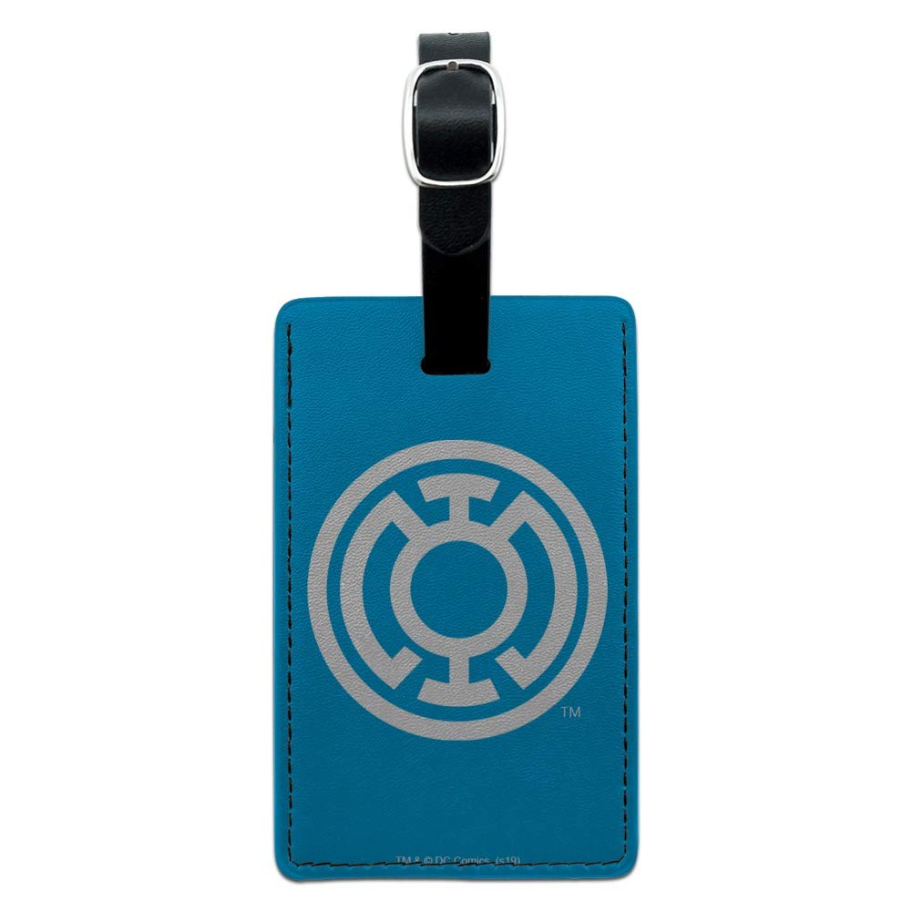Green Lantern & Blue Lantern Logo Leather Luggage ID Tag - Durable Rectangle Name Card Holder for Travel Bags, Suitcases & Backpacks | Perfect for Comic Conventions, Superhero Fans & Cosplay Events