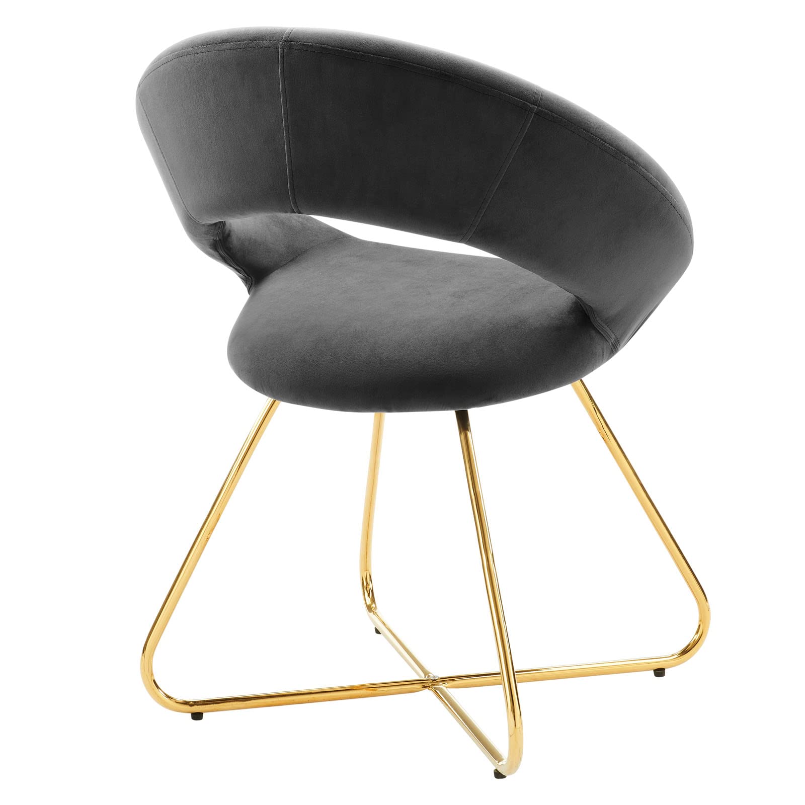 Premium Velvet Dining Chairs Set of 2 - Modern Gold & Charcoal Upholstered Accent Chairs for Elegant Dining Room, Restaurant or Home Decor