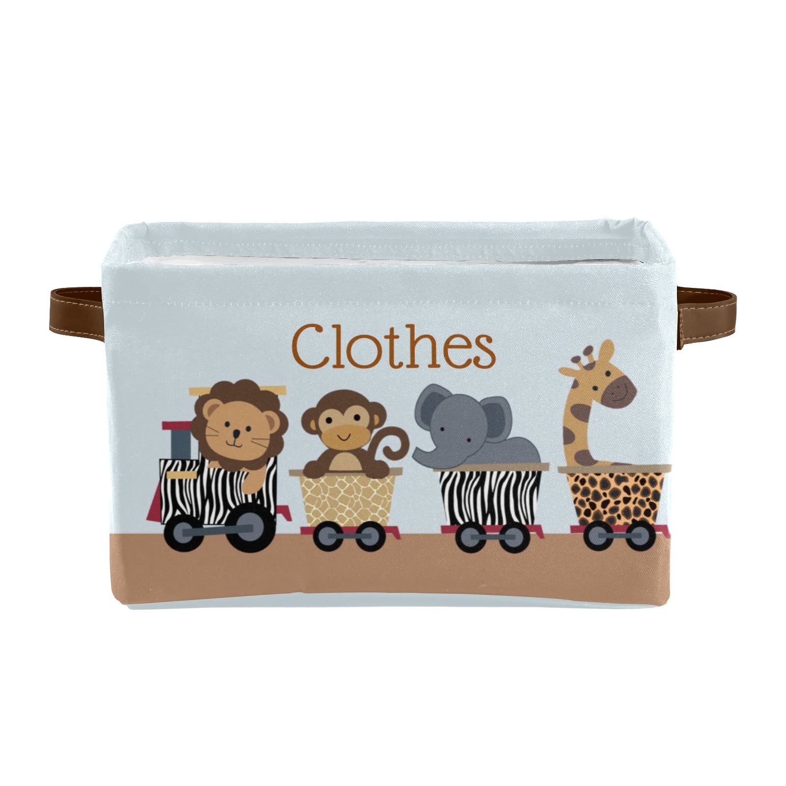 Personalized Animal Storage Bins - Giraffe, Monkey & Lion Toy Organizer with Handles for Nursery, Closet & Shelves | 1-Pack Kids Room Organization Solution for Toys, Books & Clothes