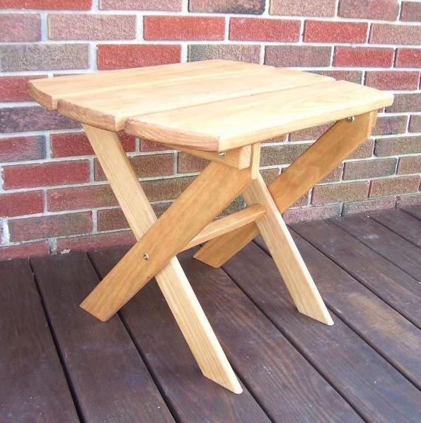 A&L Pine Wood Folding End Table - Compact Side Table for Small Spaces, Living Room, Bedroom, or Outdoor Use