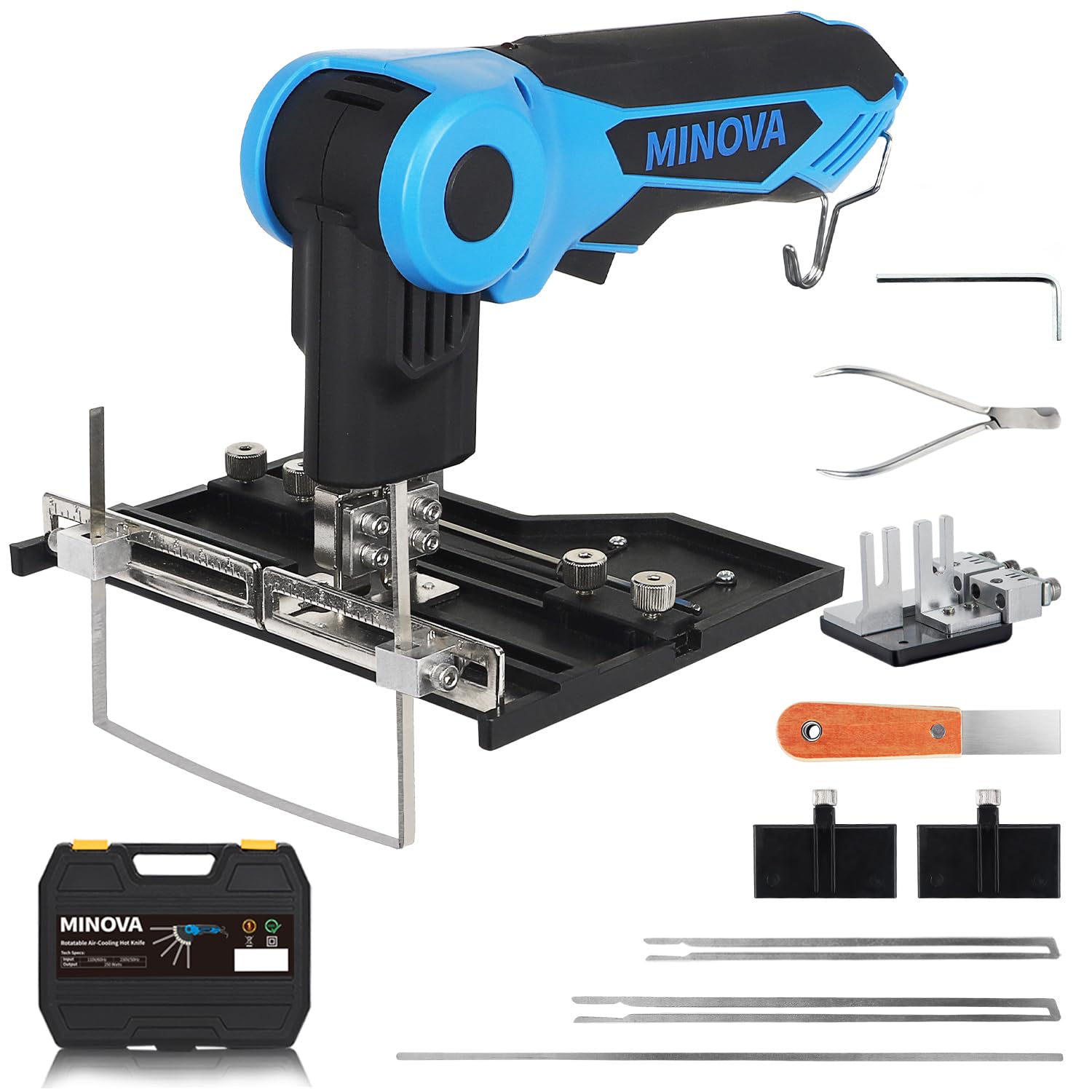 250W AC Rotatable Electric Hot Knife - 6 Blades Foam Cutting Tool Kit with Full-body Air Cooling System for EPP, EPS, XPS, EVA, EPE, PU, KT Board & Sponge | DIY Craft, Model Making, Packaging & Insulation Projects