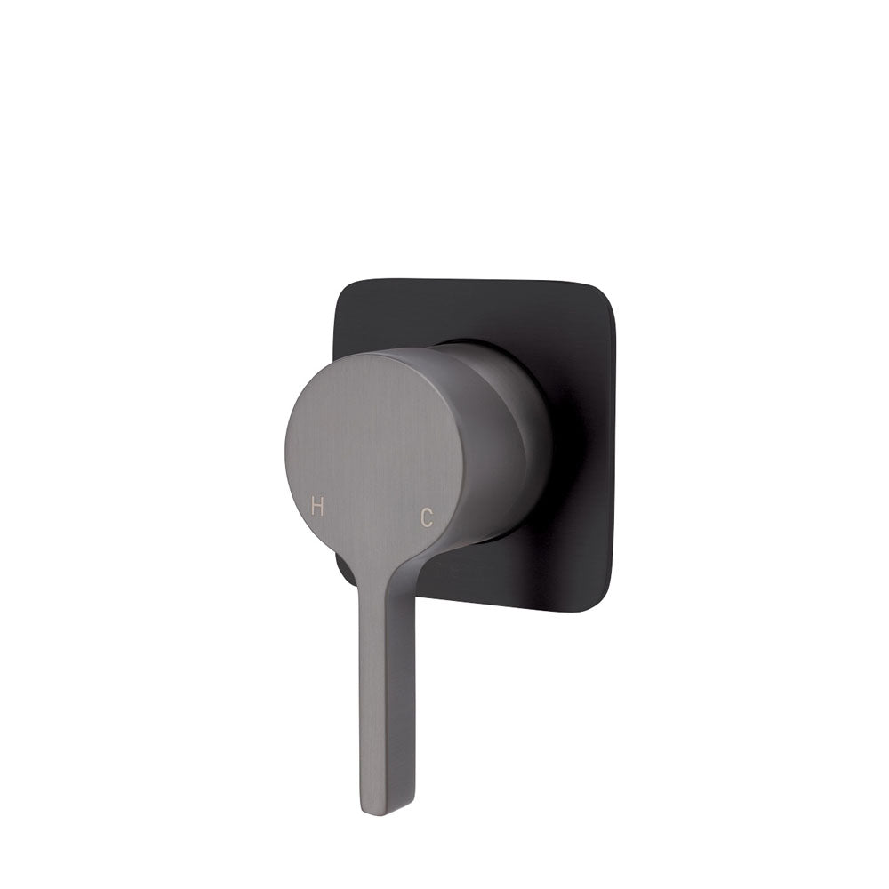 Fienza Sansa Soft Square Plate Wall Mixer Faucet - Gunmetal Grey Finish for Modern Bathroom & Kitchen Sink