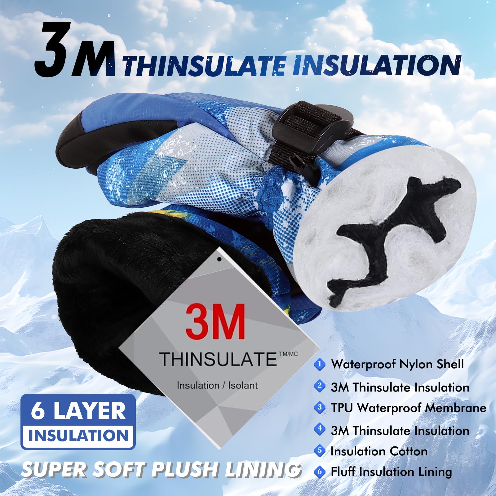 **Waterproof Ski Gloves for Men & Women - Warm Winter Snow Gloves for Skiing, Snowboarding & Outdoor Activities - Breathable Cold Weather Gloves for Extreme Conditions**