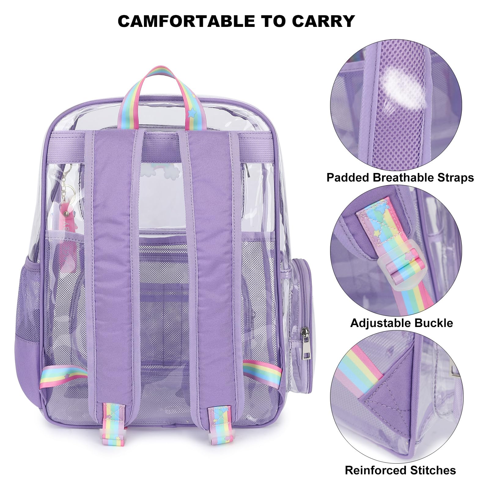Durable Clear PVC Backpack for Women & Girls - School, Travel, Work