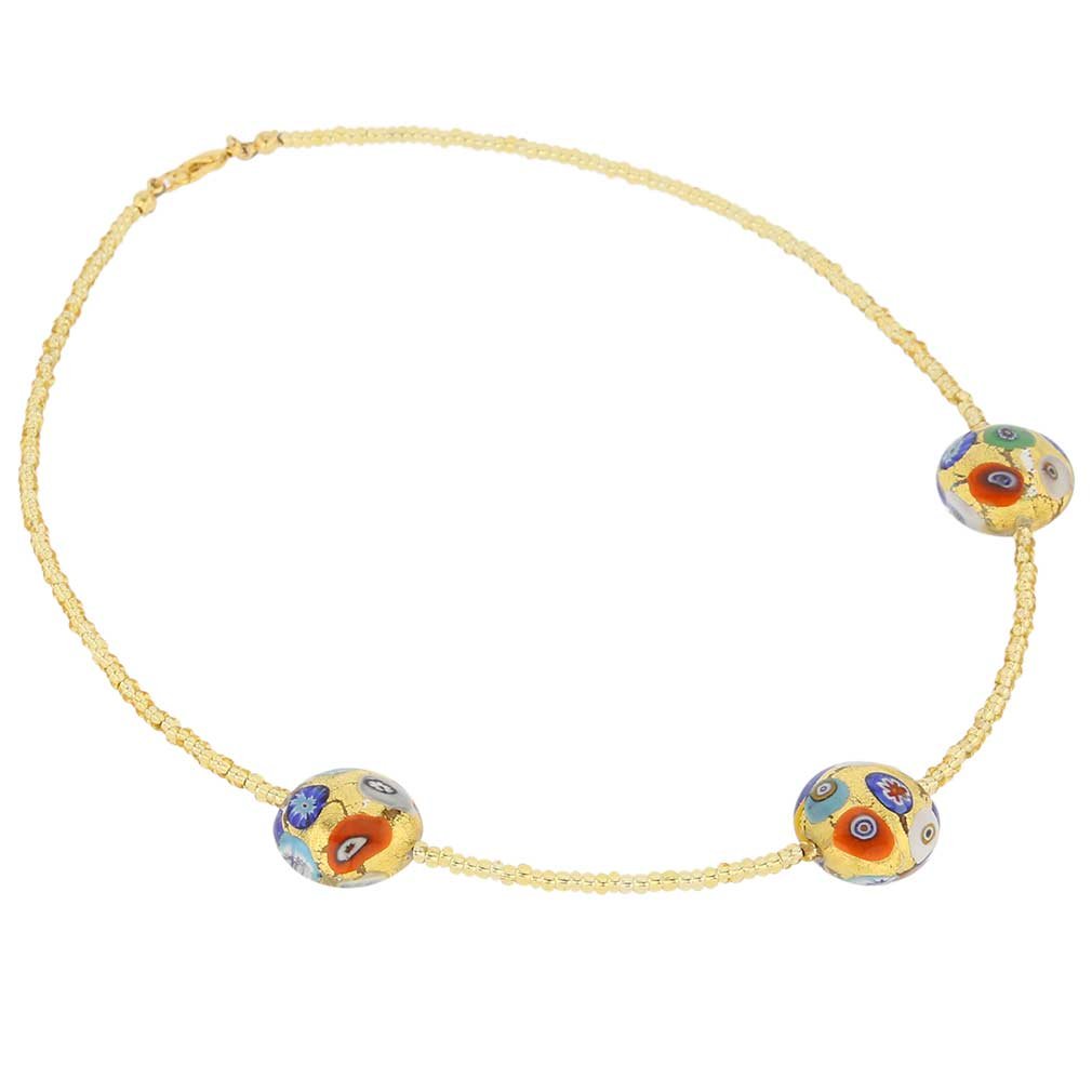 Venetian Murano Glass Klimt Royal Disks Necklace - Handmade Italian Jewelry for Women, Elegant Gift for Special Occasions