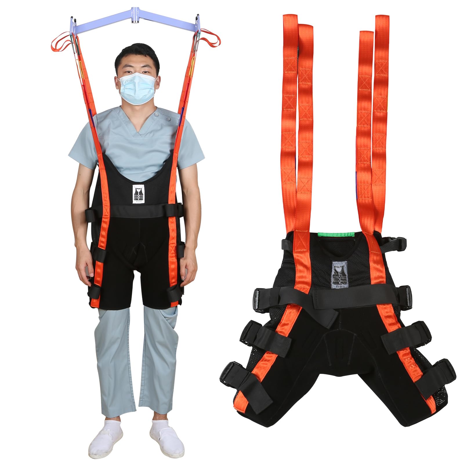 Professional Walking Assist Sling with 4-Way Stretch Fabric - 500lb Weight Capacity for Home & Hospital Use - Ideal for Mobility Training & Patient Recovery (Large)