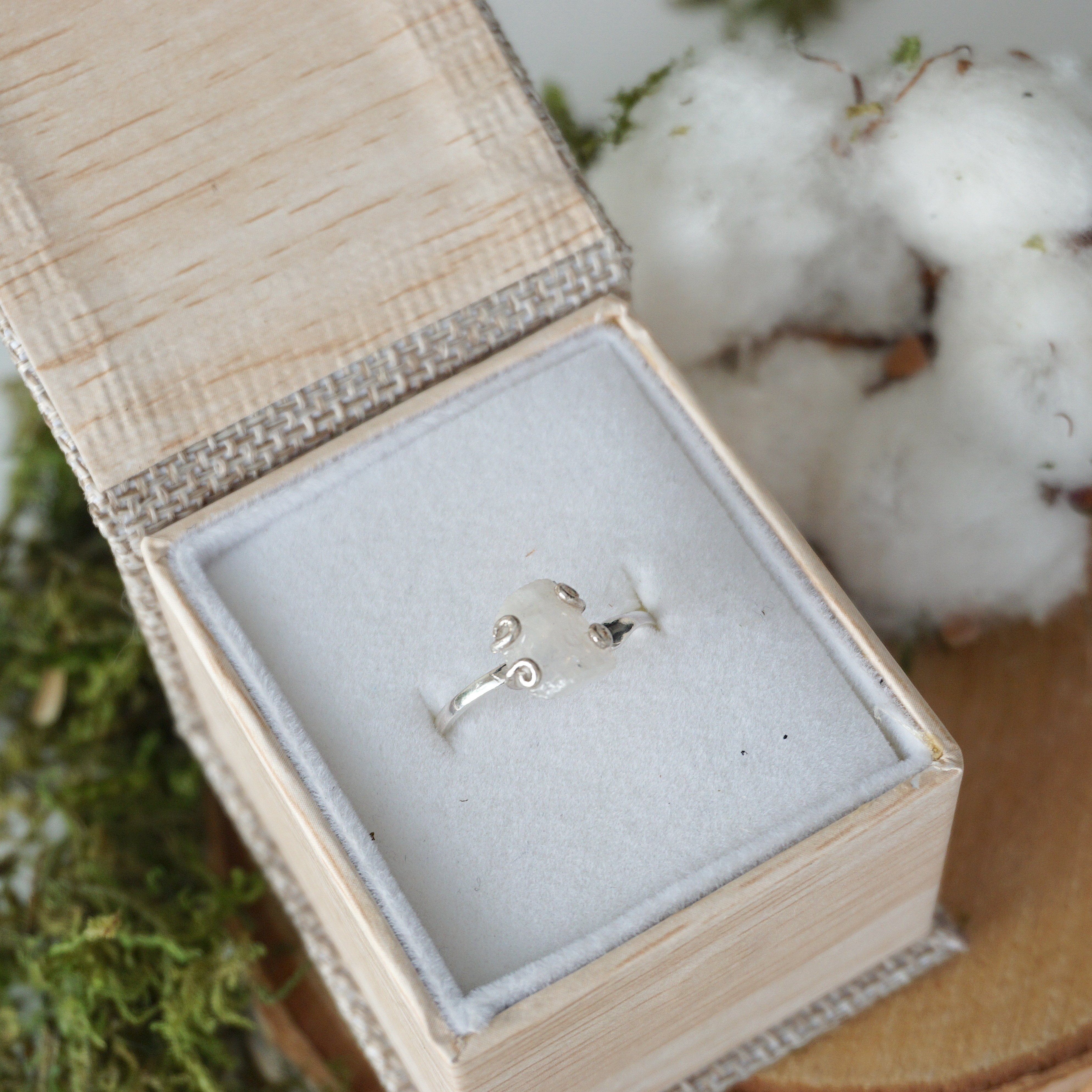 Rainbow Moonstone Sterling Silver Adjustable Ring for Women – Elegant Boho Jewelry for Everyday Wear & Special Occasions