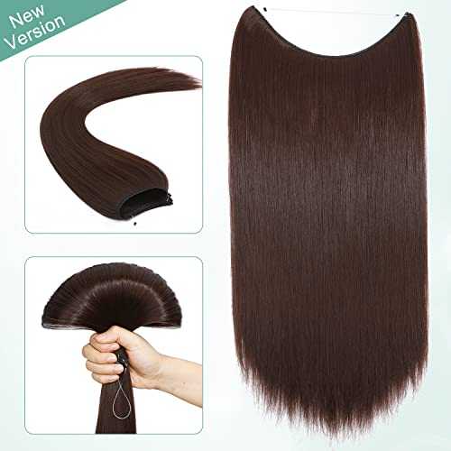 Premium Curly Synthetic Invisible Wire Hair Extensions - Seamless Clip-In Extensions for Volume & Length - Perfect for Parties, Weddings & Everyday Styling