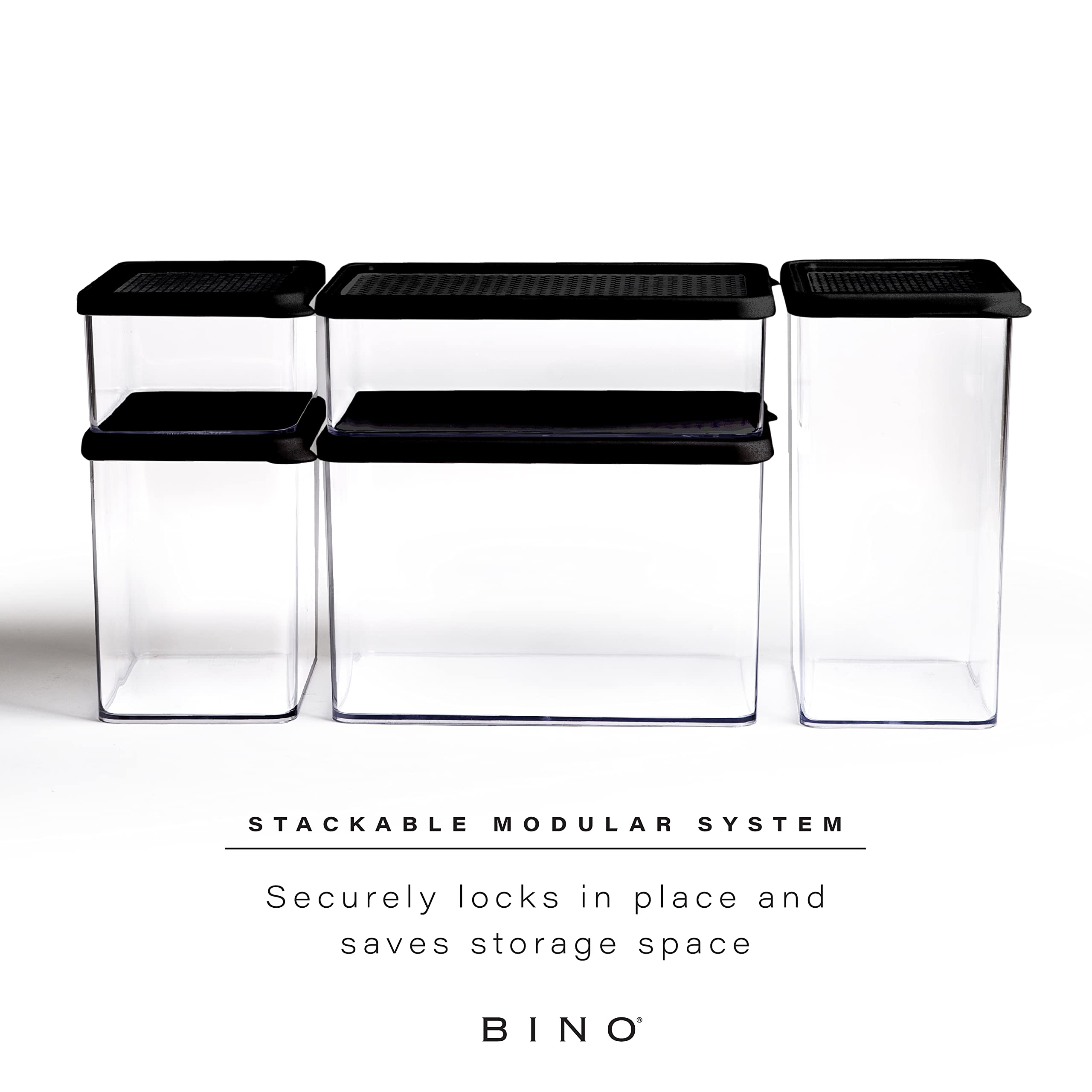 BINO Airtight Food Storage Containers with Lids - 24 Pack (0.9 Qt/820mL, Black) | BPA-Free Pantry Organization Containers | Perfect for Meal Prep, Leftovers & Kitchen Storage | THE SNAP COLLECTION