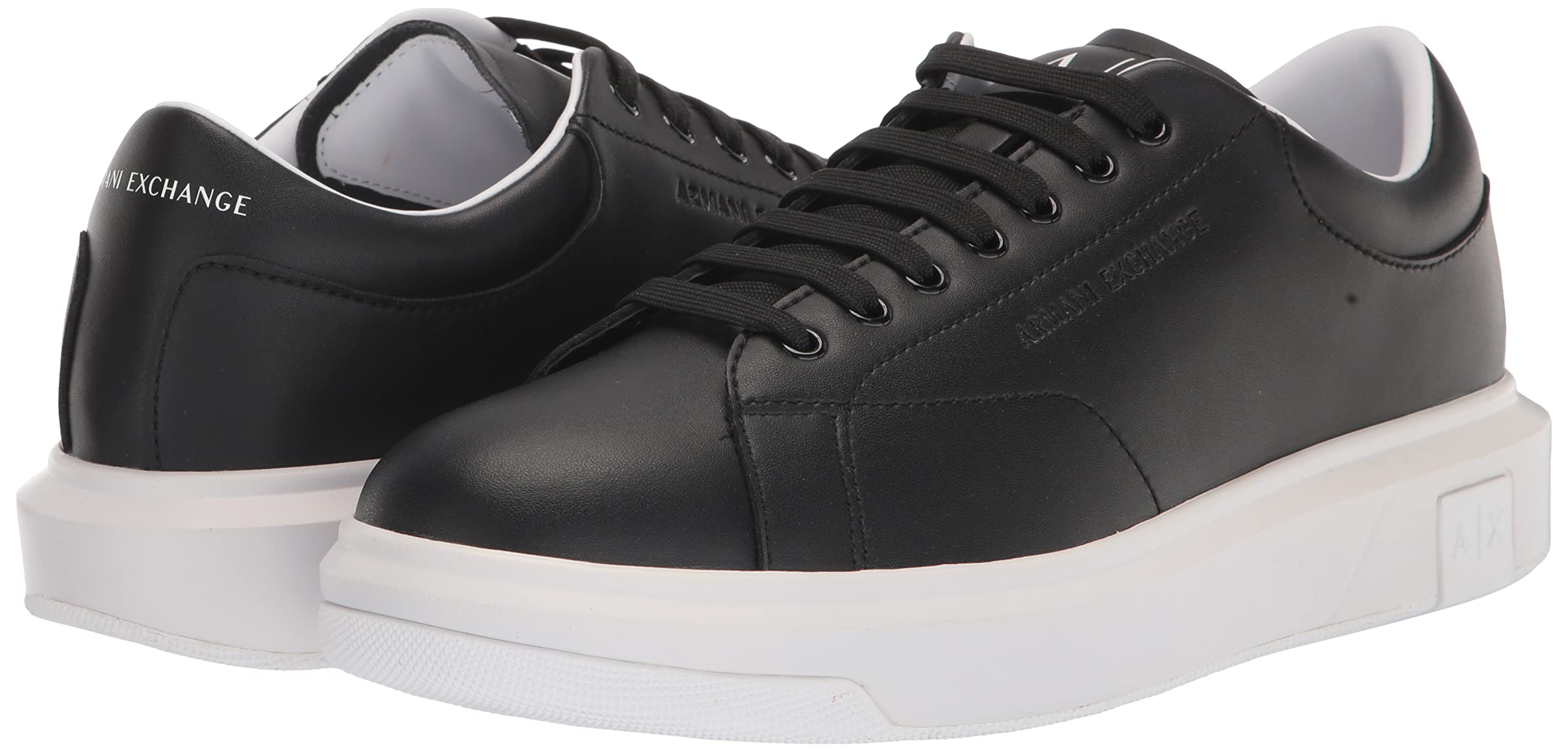 Armani Exchange Men's Thick Sole Leather Sneakers - Comfortable Casual Shoes for Walking & Everyday Wear | Stylish & Durable Fashion Footwear for Men