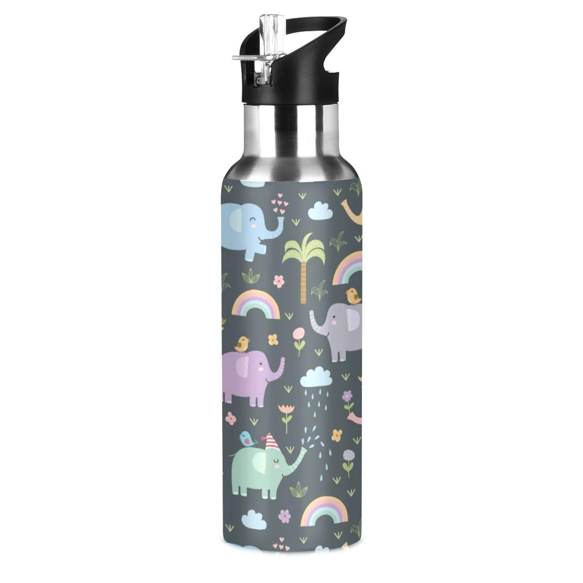Qilmy 20 oz Stainless Steel Vacuum Insulated Water Bottle with Straw Lid - Leakproof Thermos Flask for Sports, Gym, Hiking & Outdoor Activities