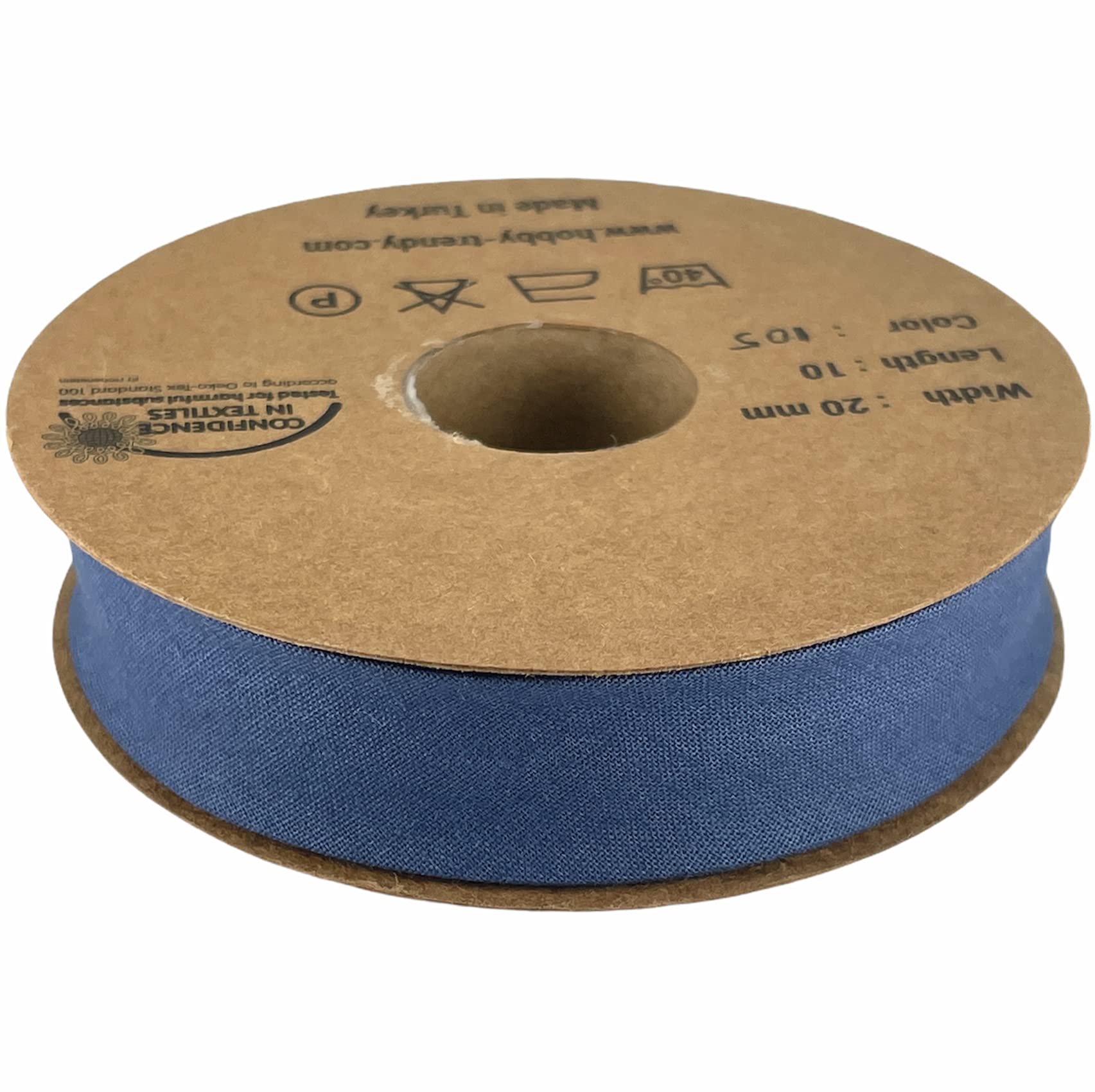 100% Cotton Single Fold Bias Binding Tape - 20mm (13/16 Inch) x 10 Meters (10.93 Yards) for Sewing, Quilting, Hemming & Crafting - Perfect for DIY Garments, Home Decor & Fabric Projects - Indigo Blue (105)