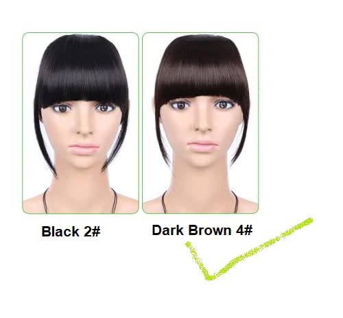 IndusBay 2 Clip-in Hair Extensions Fringe Forehead - Natural Brown Synthetic Wig for Bridal Styling & Everyday Wear | Realistic Looking Artificial Hair for Women