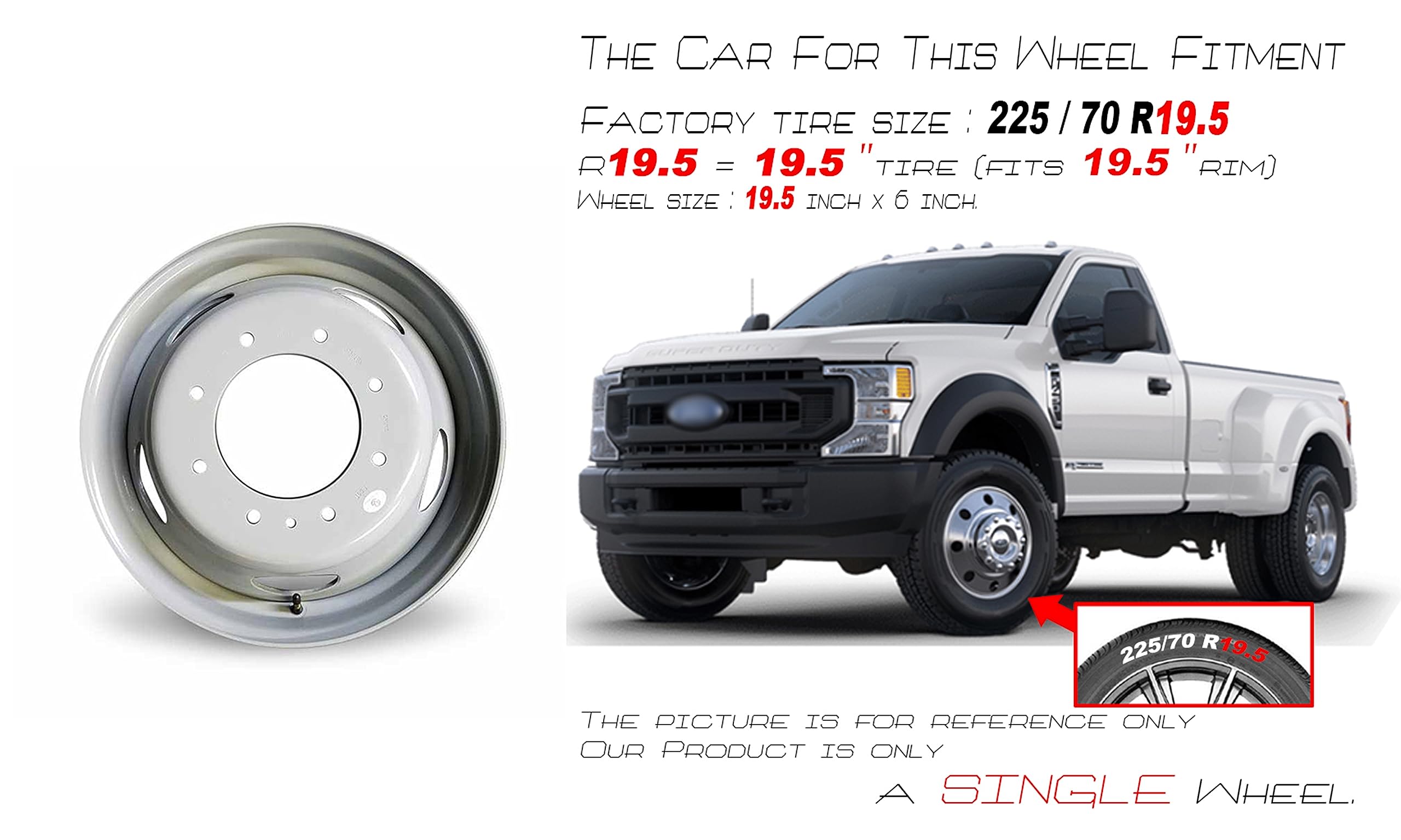 8 Lug Steel Wheel 19.5x6