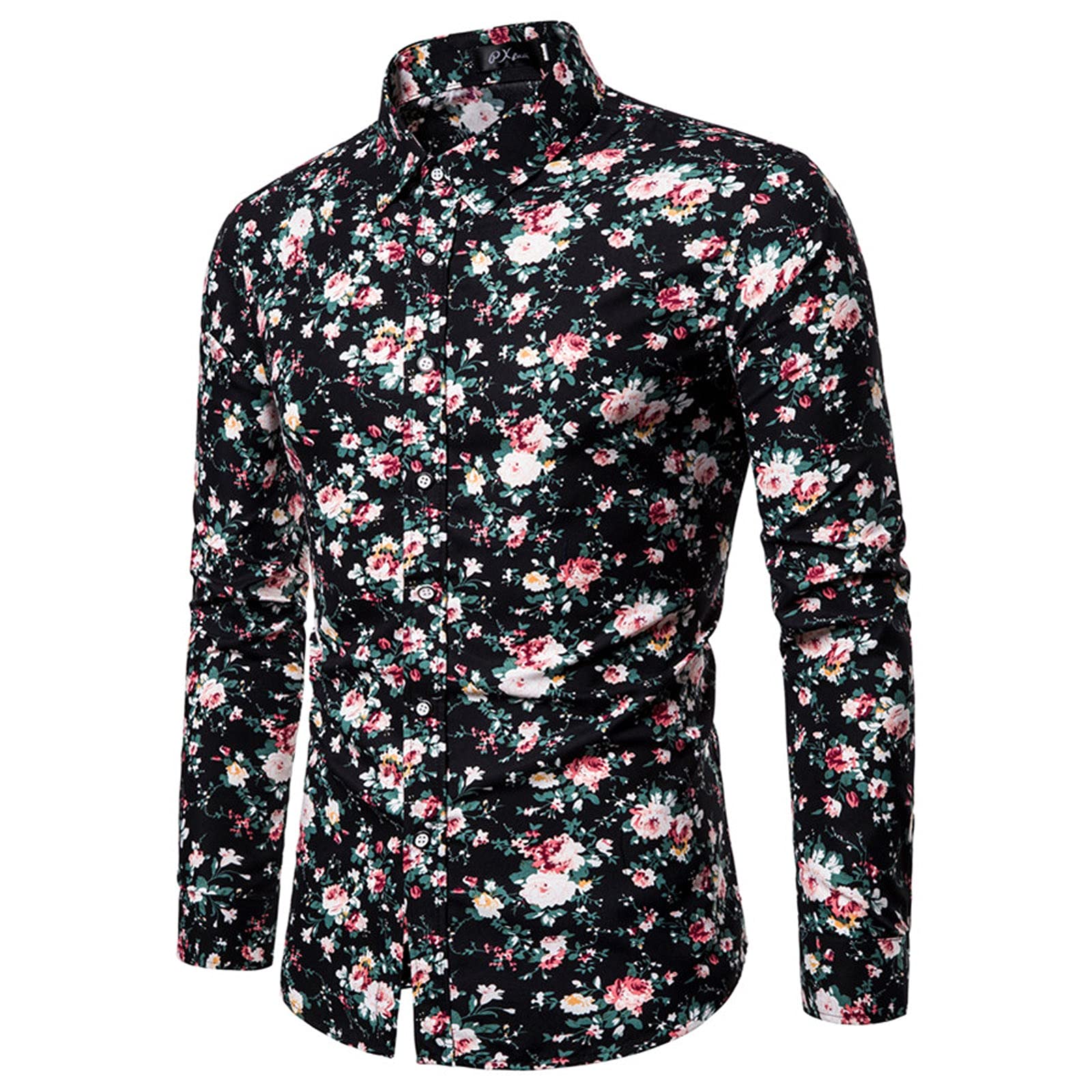 Xiloccer Men's Casual Button Down Dress Shirts - Long Sleeve Printed T-Shirts for Fishing & Outdoor Activities | Comfortable Compression Shirt for Work, Travel & Daily Wear
