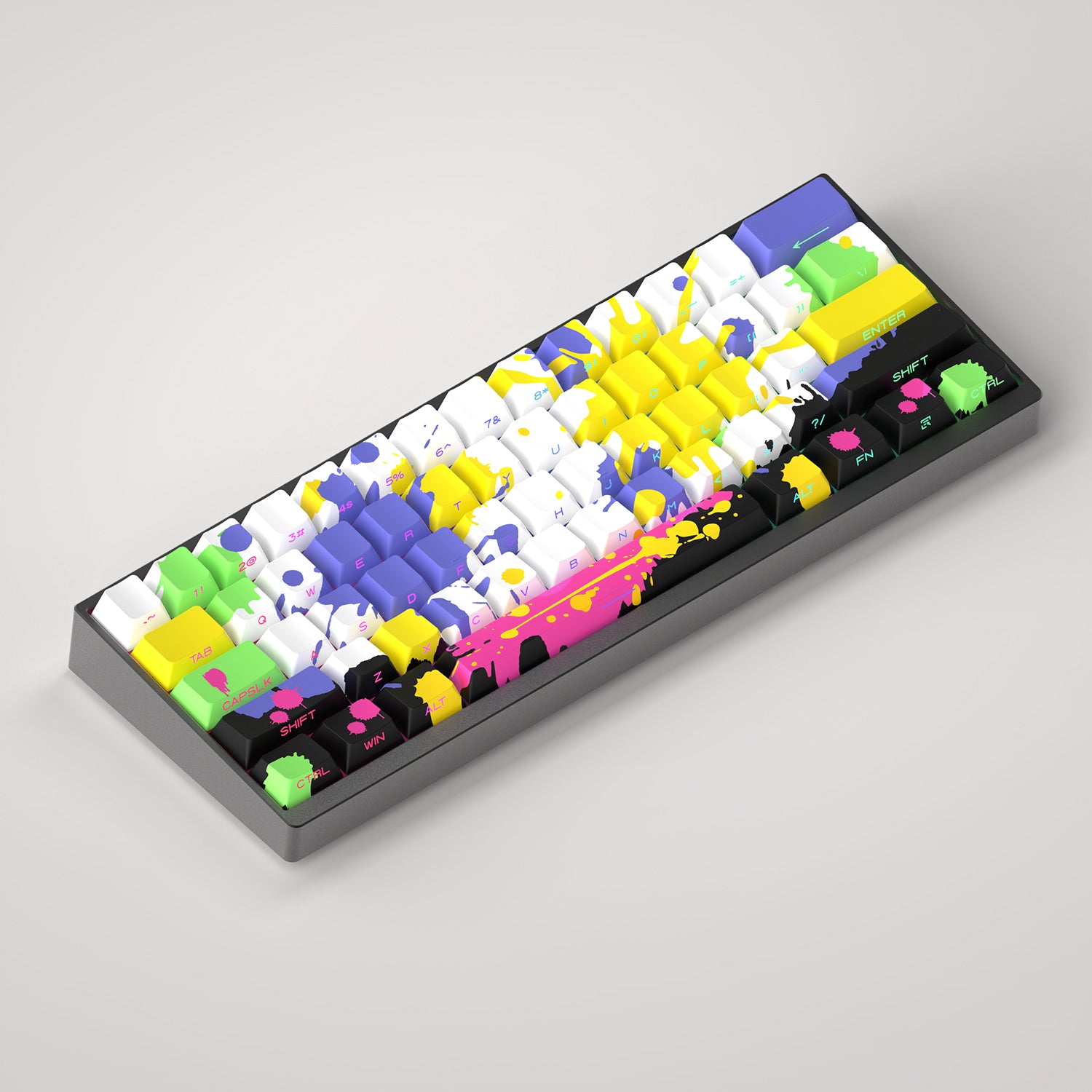 Custom Graffiti Ink Splash Art PBT Keycap Set - Dye-Sublimation Printed Mechanical Keyboard Keycaps for Gaming & Typing (87/104/108 Keys) - Perfect for Gamers, Programmers & Office Work