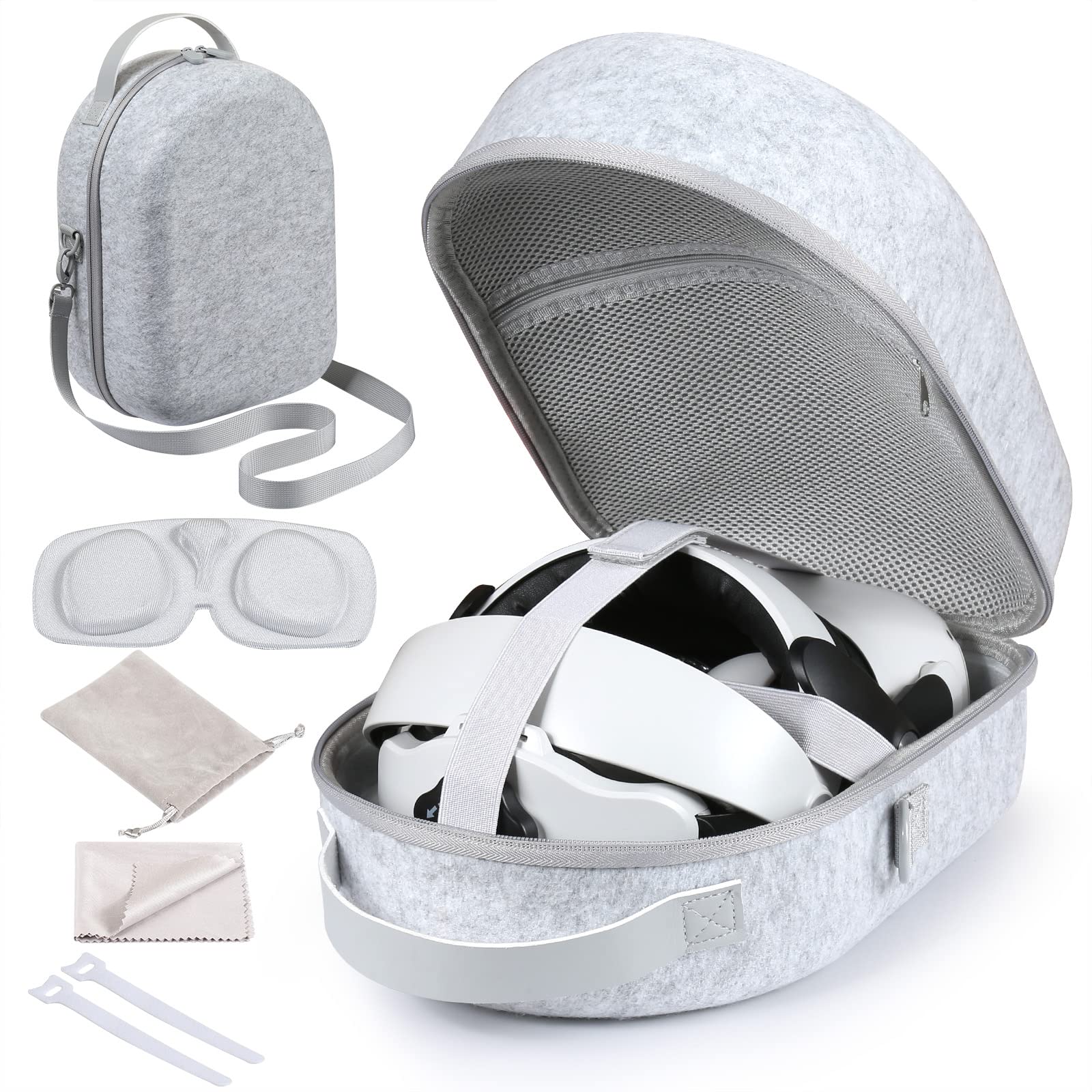 Meta/Oculus Quest 2 VR Headset Carry Case - Large Capacity Protective Storage Box for Elite Strap & Accessories | Durable Travel Organizer for VR Gaming Gear (Grey) | Perfect for Home Storage & On-the-Go VR Gaming